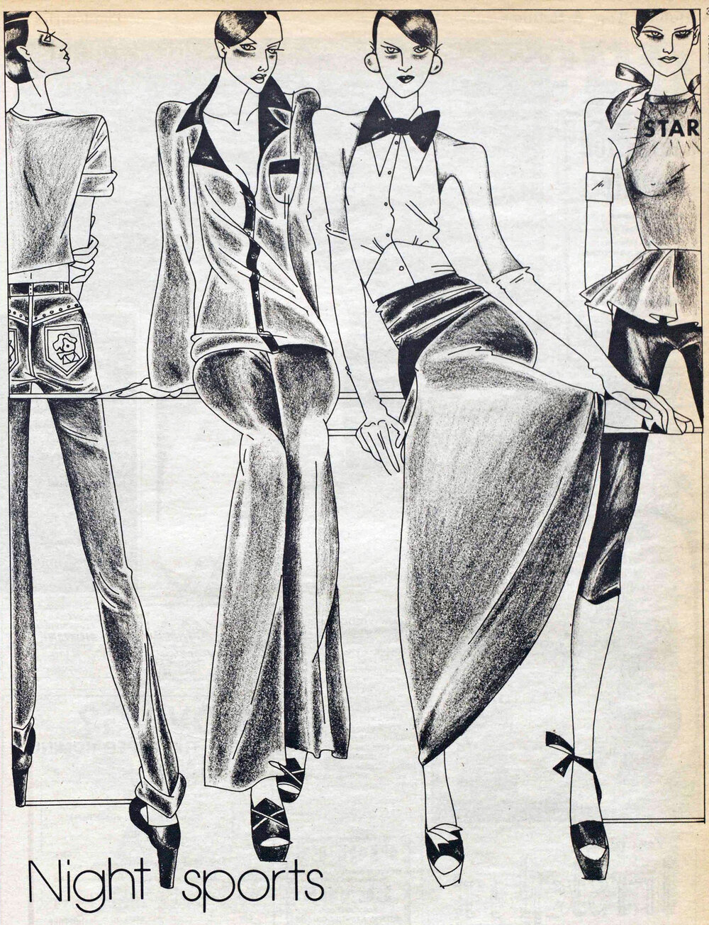 Third from left, Tere Tereba for Tootique. Women’s Wear Daily, August 15, 1973.