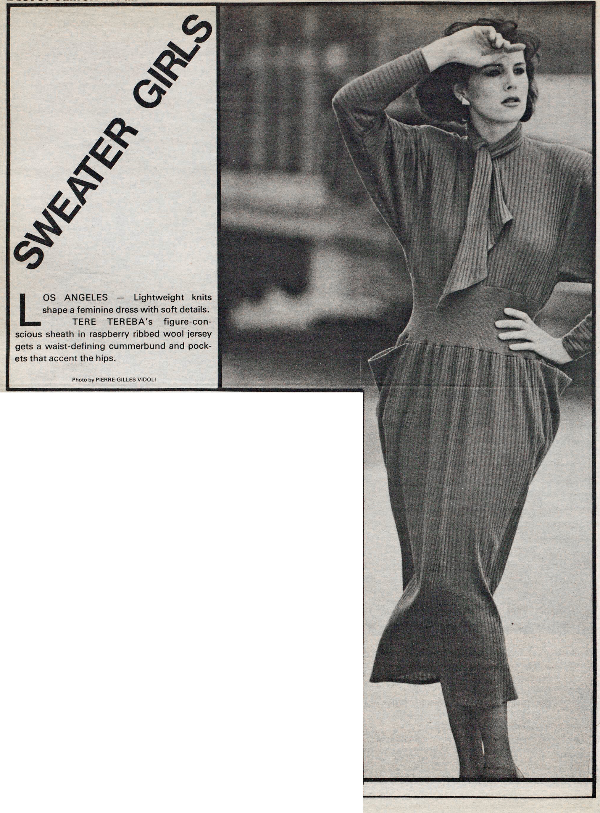 Tere Tereba collection. WWD, May 9, 1984.
