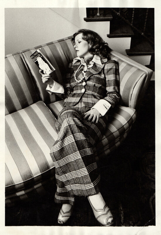 Tere in a suit of her own design for the cover of California Apparel News LA, C. 1973. 