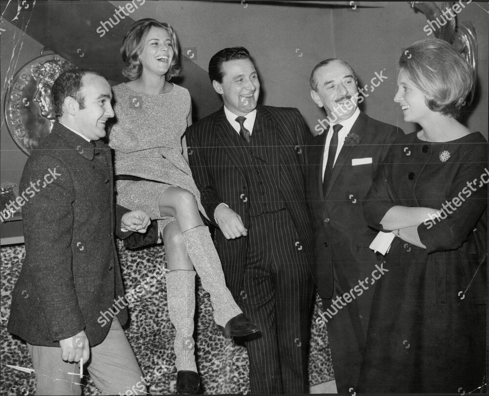 Shirley Lord with the stars of 'the Avengers': Tom Ellery Actress Honor Blackman Actor Patrick Macnee, and Frederick Starke, October 1963.