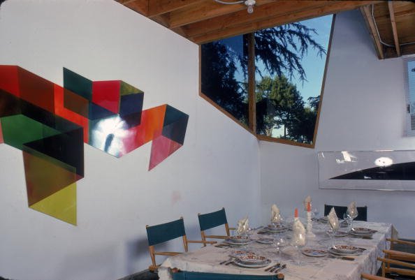 Interior of American modern architect Frank Gehry's house showing the dining area just off the kitchen, Santa Monica, California, January 1980. (Photo by Susan Wood.jpg