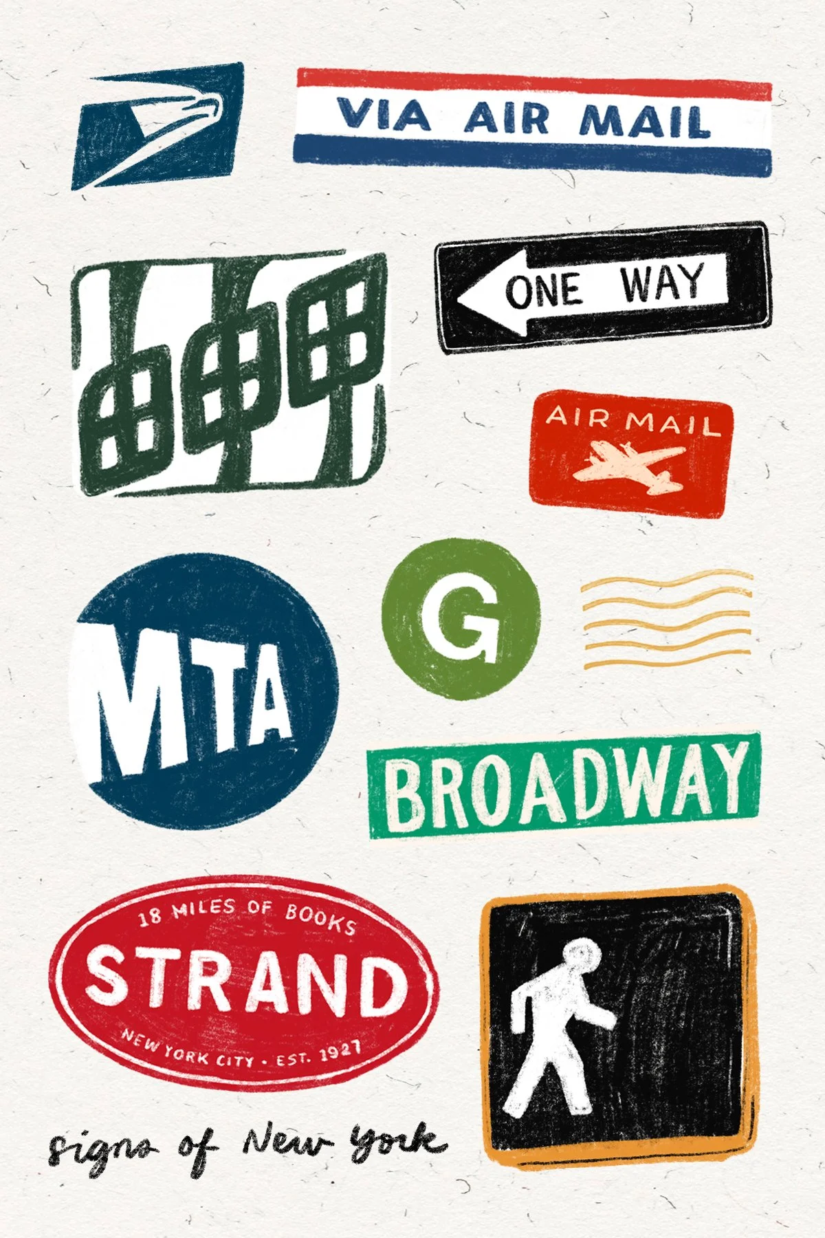 Signs of New York Postcard 
(Yoseka Stationery)