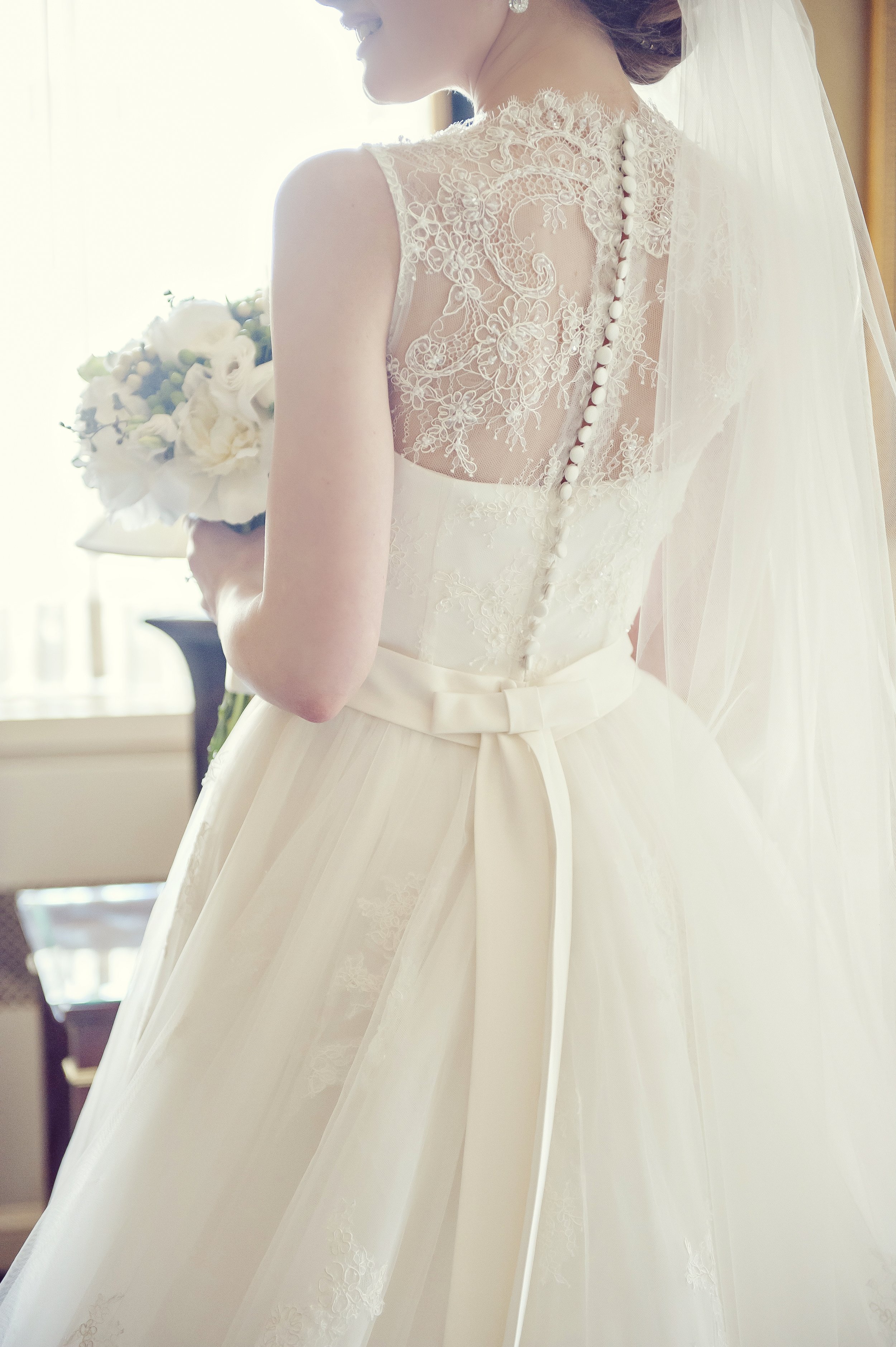 A wedding dress by Monique Lhuillier