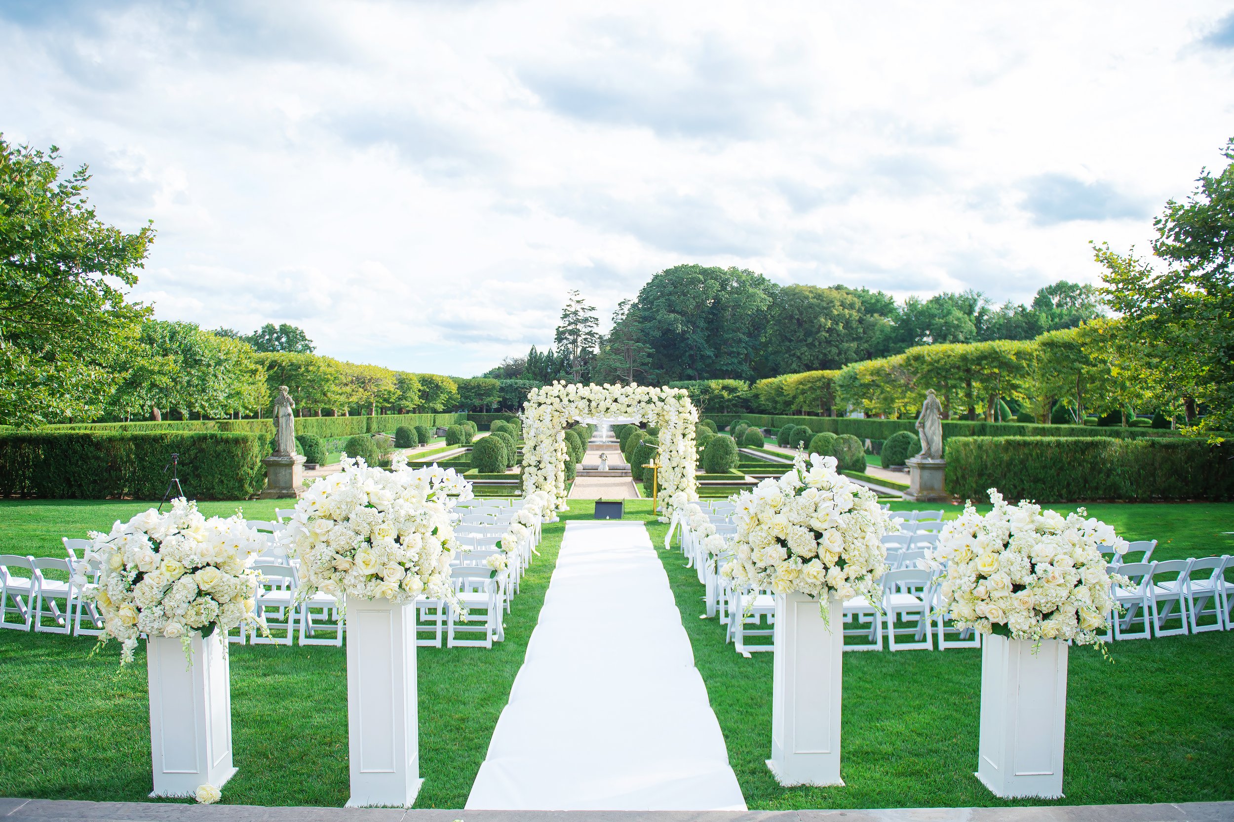 View of an aisle and the Chuppah