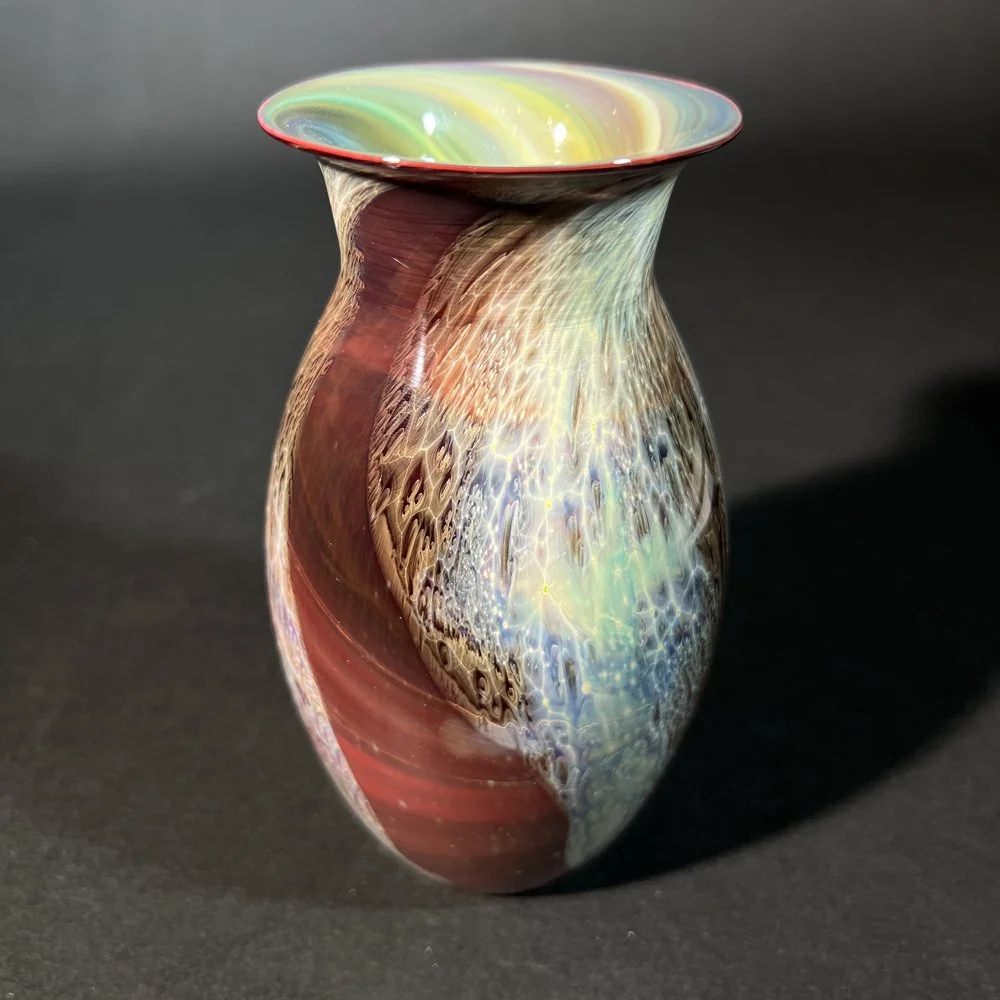 Red New Mexico Glass Vase