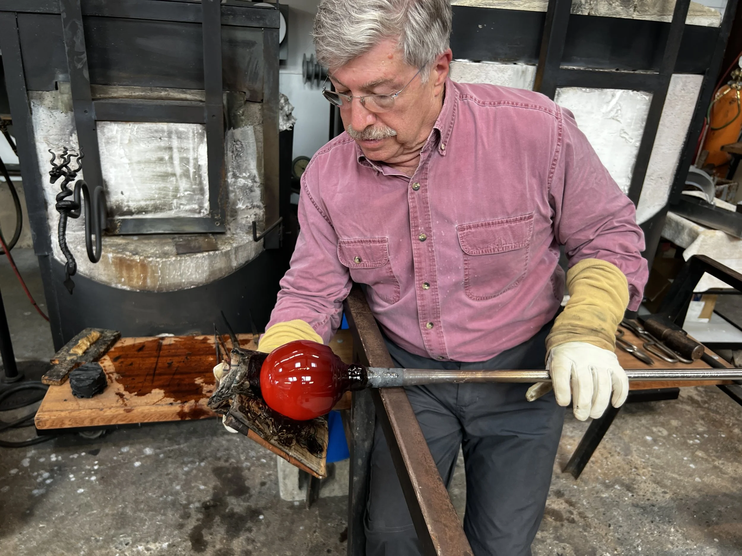 Test #21: Josh forming a molten sphere on pipe  