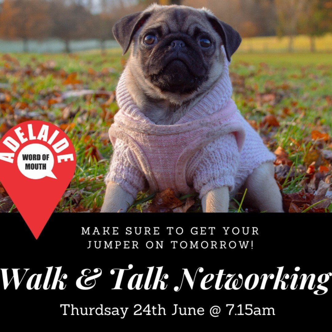 LAST CALL for tomorrows walk &amp; talk networking event.
Register @ awom.com.au/events
#networking #adelaidebusiness #adelaide