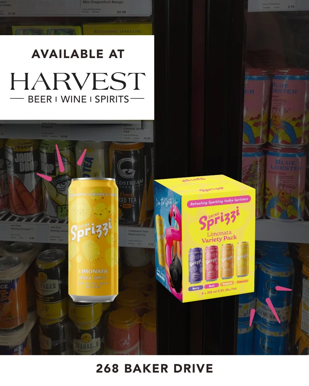 Hey Dartmouth friends✨️ Your favourite Sprizzi flavours are waiting at @HarvestWines⁠
Grab Sprizzi in your neighbourhood!⁠
⁠
Sprizzi | Drink Sprizzi | Harvest Wines | Dartmouth | Ready-to-drink cocktails
