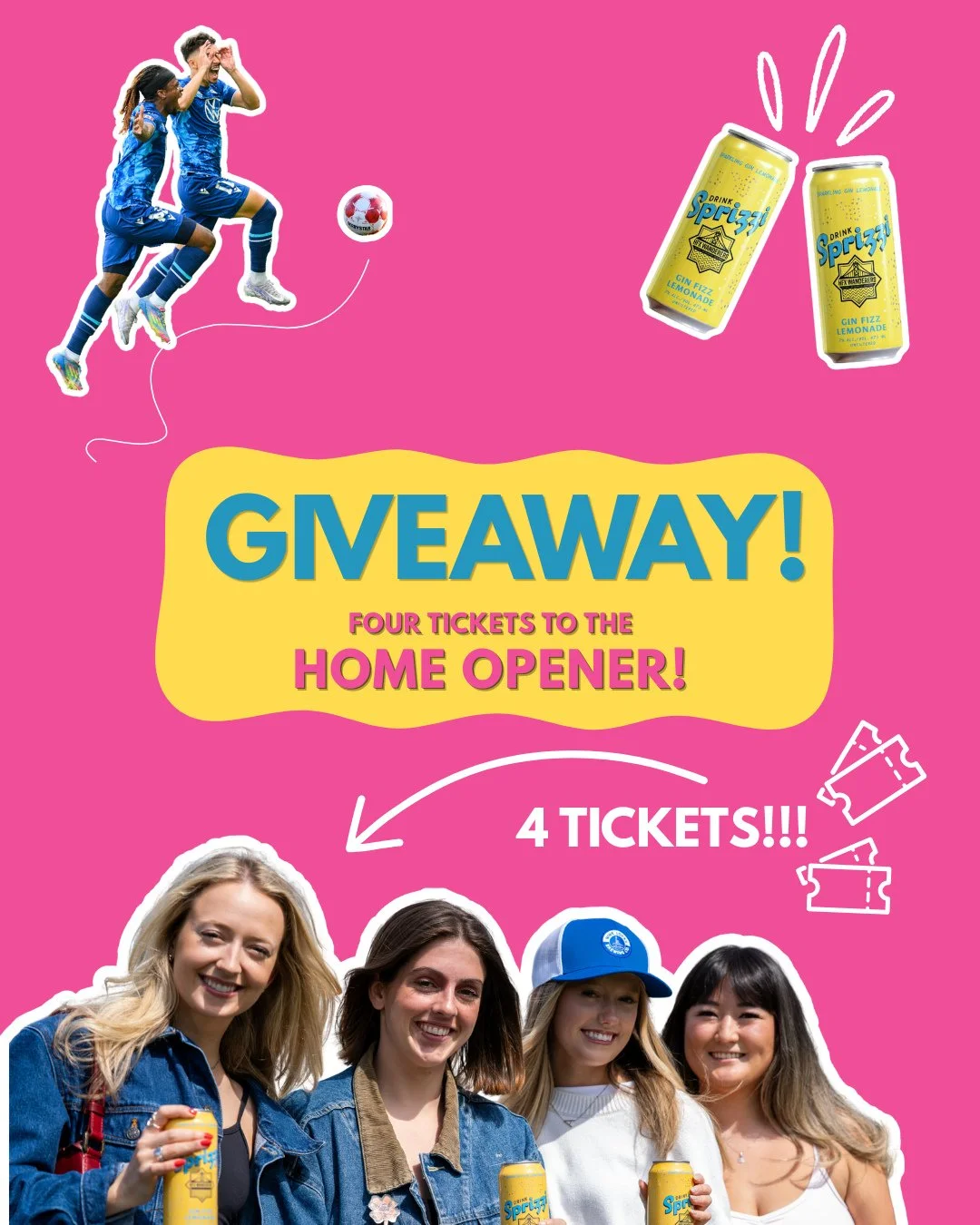 GIVEAWAY ⚡️⚽️⁠
⁠
To celebrate the home opener for the @HfxWanderersfc, we&rsquo;re giving away FOUR TICKETS 👀⁠
⁠
How to enter:⁠
⁠
⚡️Like this post⁠
⚡️Comment who you&rsquo;re bringing!!⁠
⚡️Follow @DrinkSprizzi⁠
⁠
Your favourite beverage is back at t