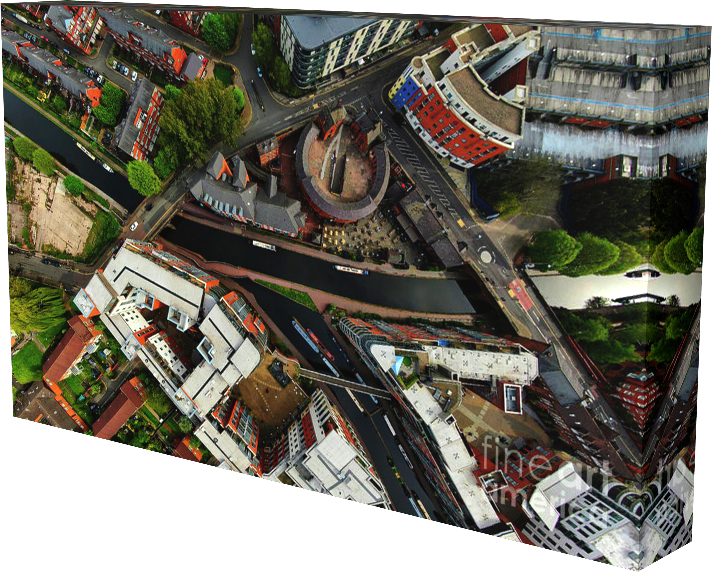 Aerial View Canal Living Birmingham Canvas Print by Catchavista at Fineartamerica