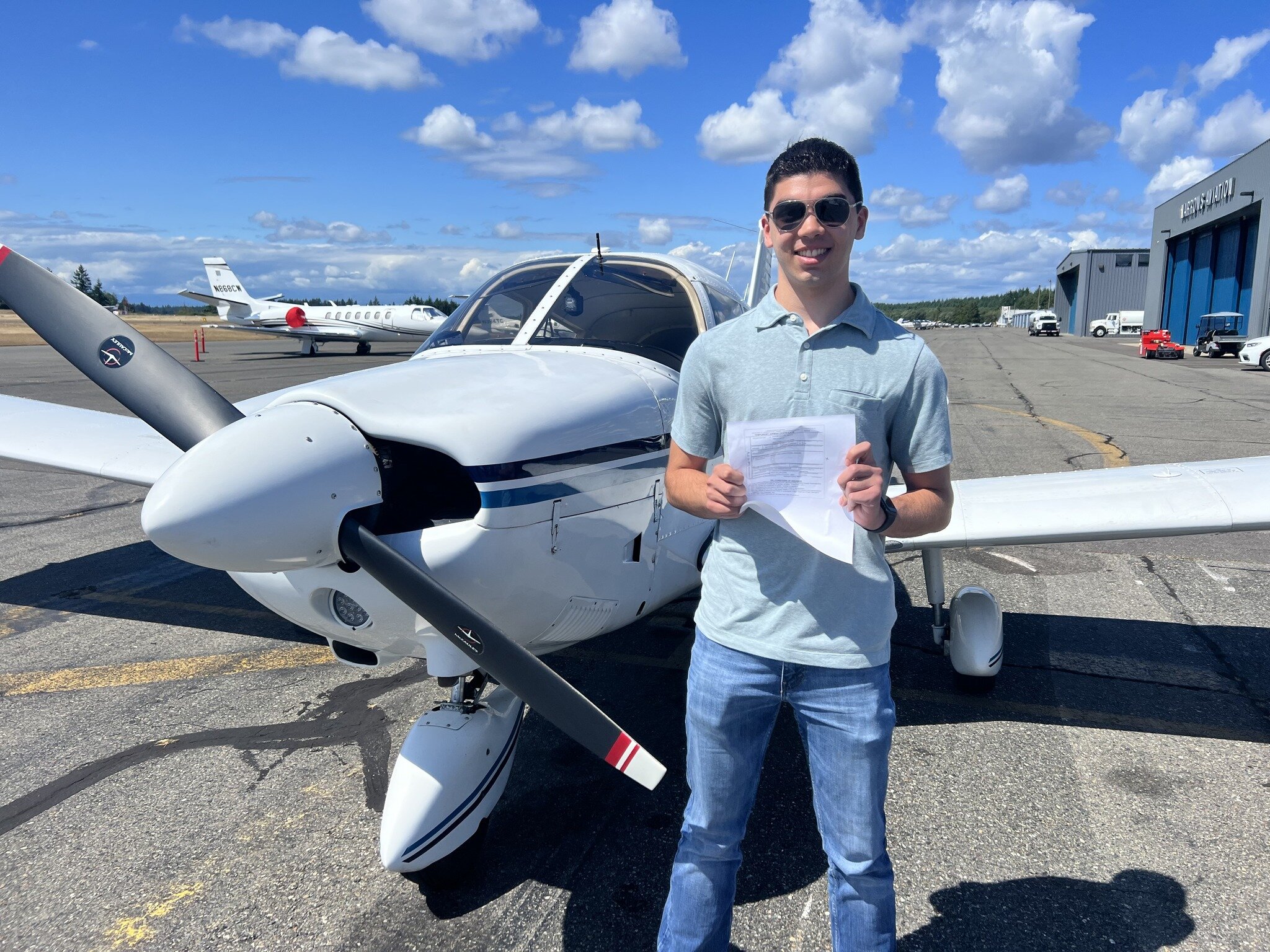 Congratulations to Hunter! Hunter just earned his Private Pilot License with us. Inquire on our website for the fastest way to earn your PPL! 
Www.Mach-six.us
-
-
-
-
-
-#aviation #plane #planespotting #planes#aviations #plane
#planespotting #planes#