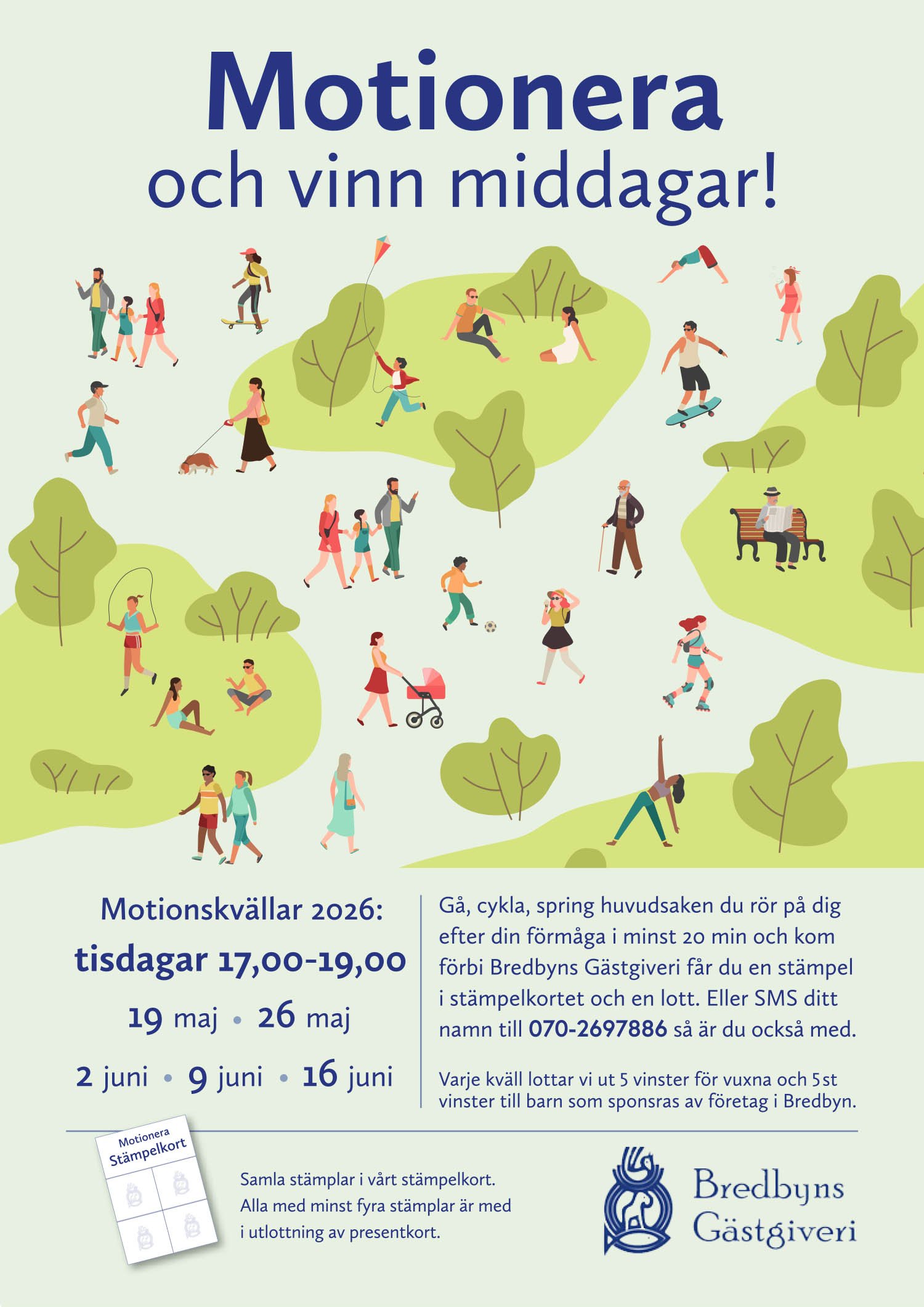 Motionera och vinn middager affisch.