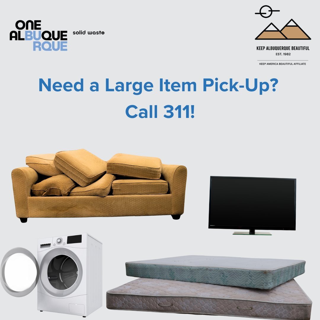Doing a New Year's clean out? Don't stress about getting rid of large items like couches, appliances, mattresses, and TV's. Just call 311 and our team will handle the pick-up for you! 🛋️ 📺 For more information on what items are accepted go to the l