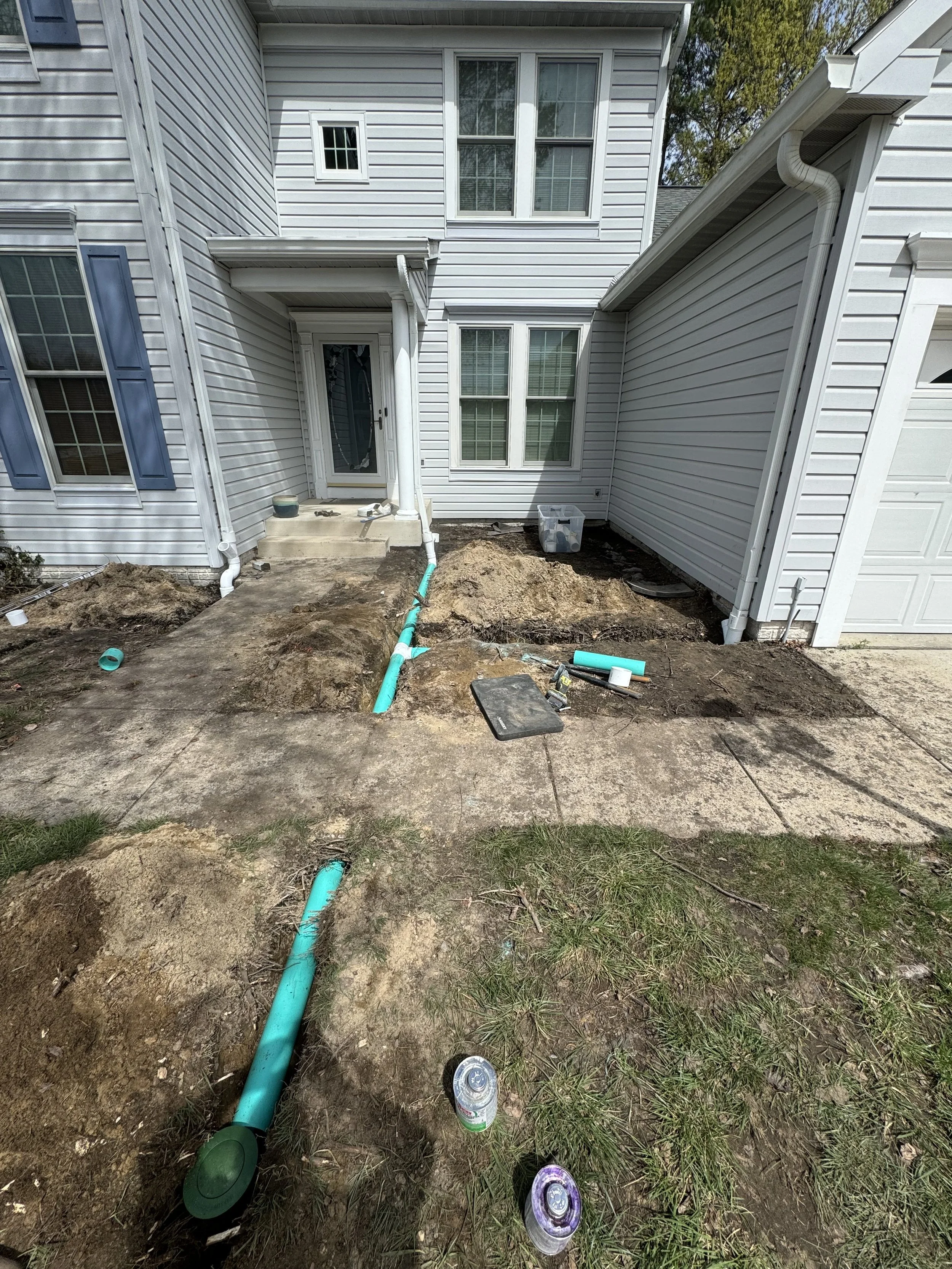Landscape Renovation & Downspout Drainage Installation in Severn, MD
