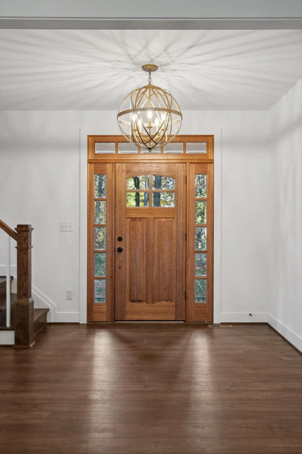 Elegant front door with stained glass details