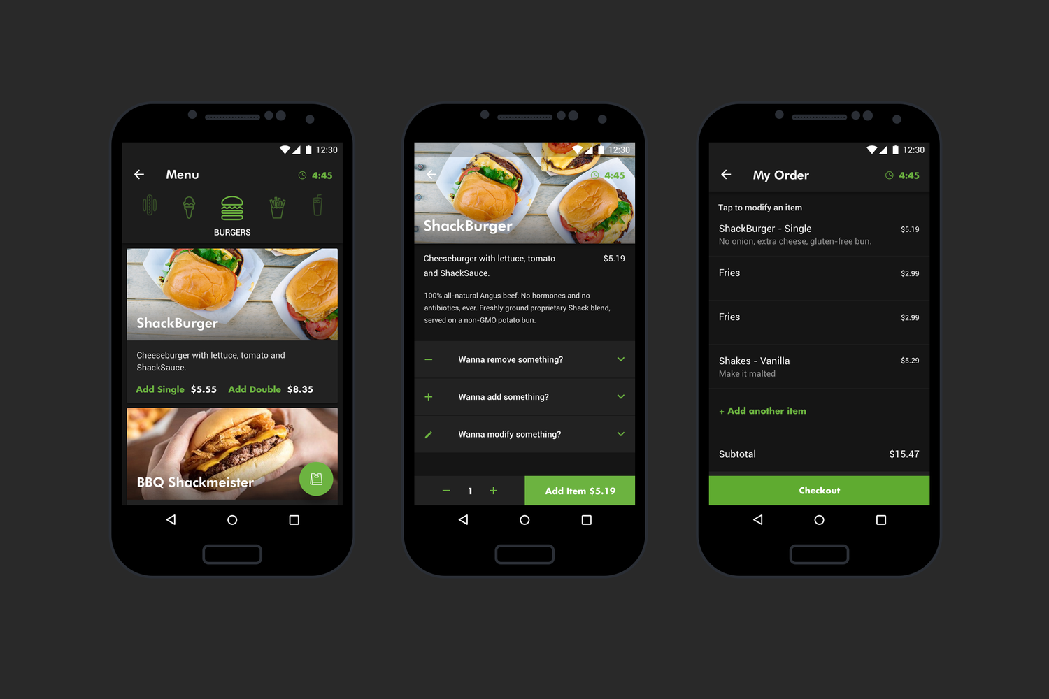 Material-like card styles lent themselves well to the app's flow. Locking buttons and rearranging key functionalities, like +/- and the bag button opened up possibilities for a more robust product.