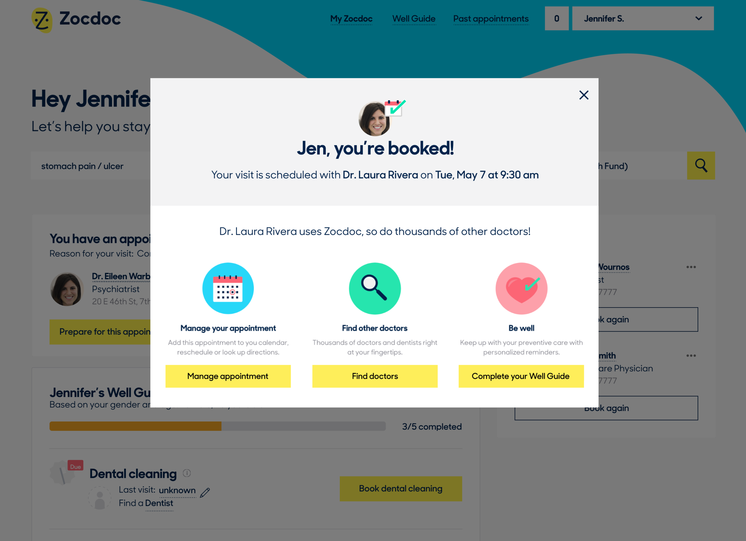 Our numbers showed that 85% of users were not interacting with a key prompt on Patient Home they receive after their first booking. Furthermore, after closing the modal, 26% of users were bounced from the experience altogether.&nbsp;
