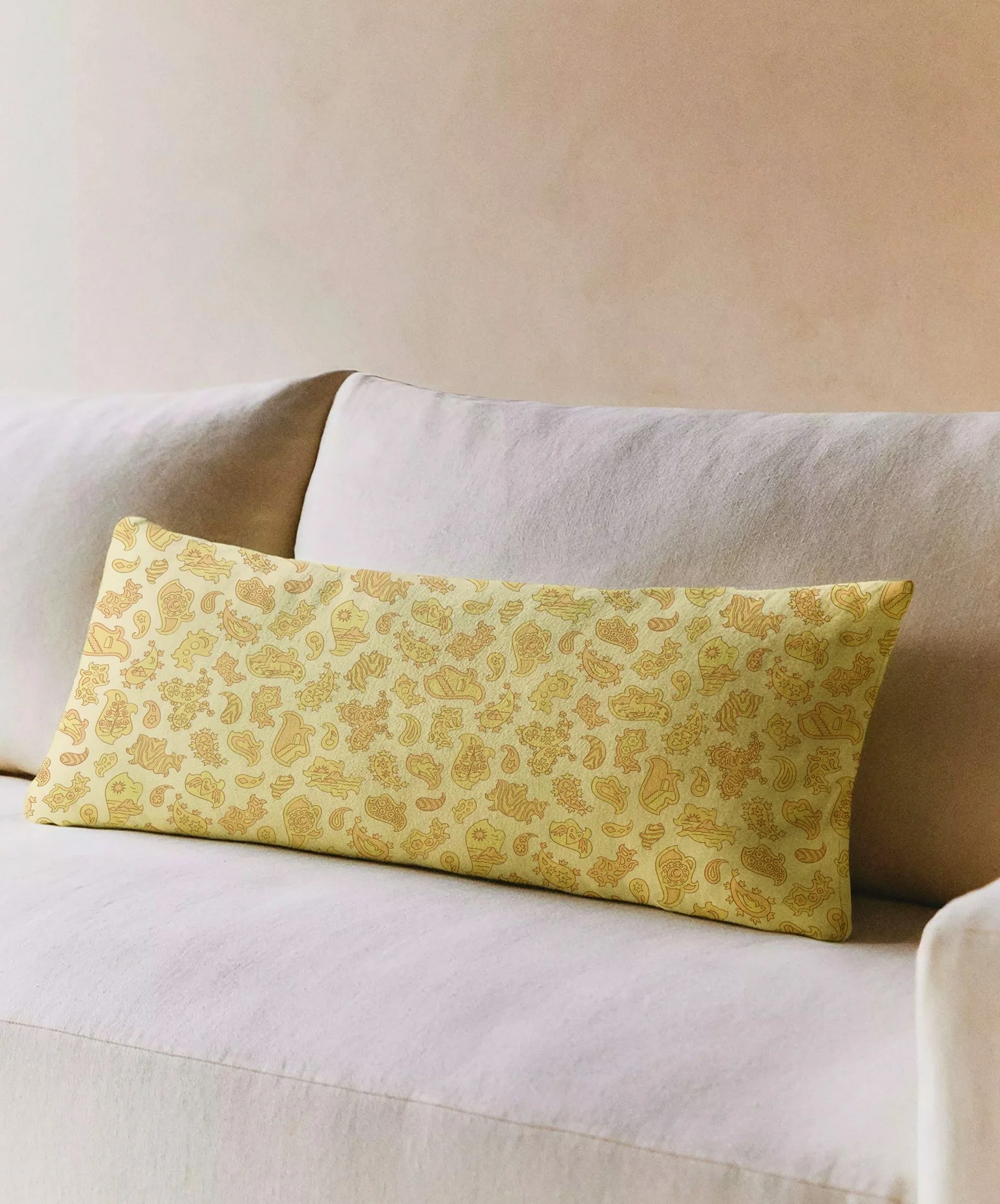 Cherry Flips Upholstery Signature Paisley in Soft Yellow Cushion.jpg