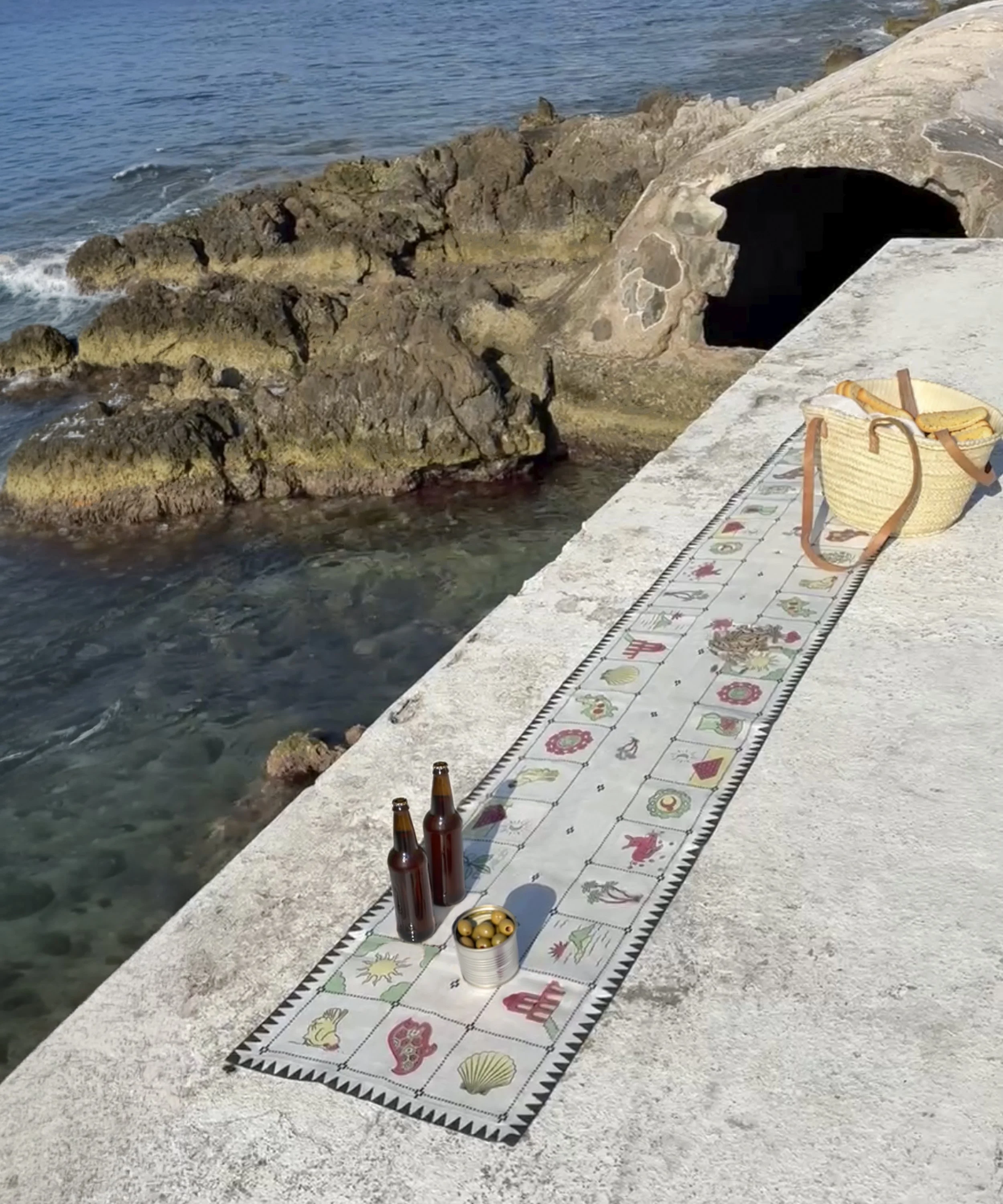 Cherry Flips Redwork Table Runner By Sea.jpg