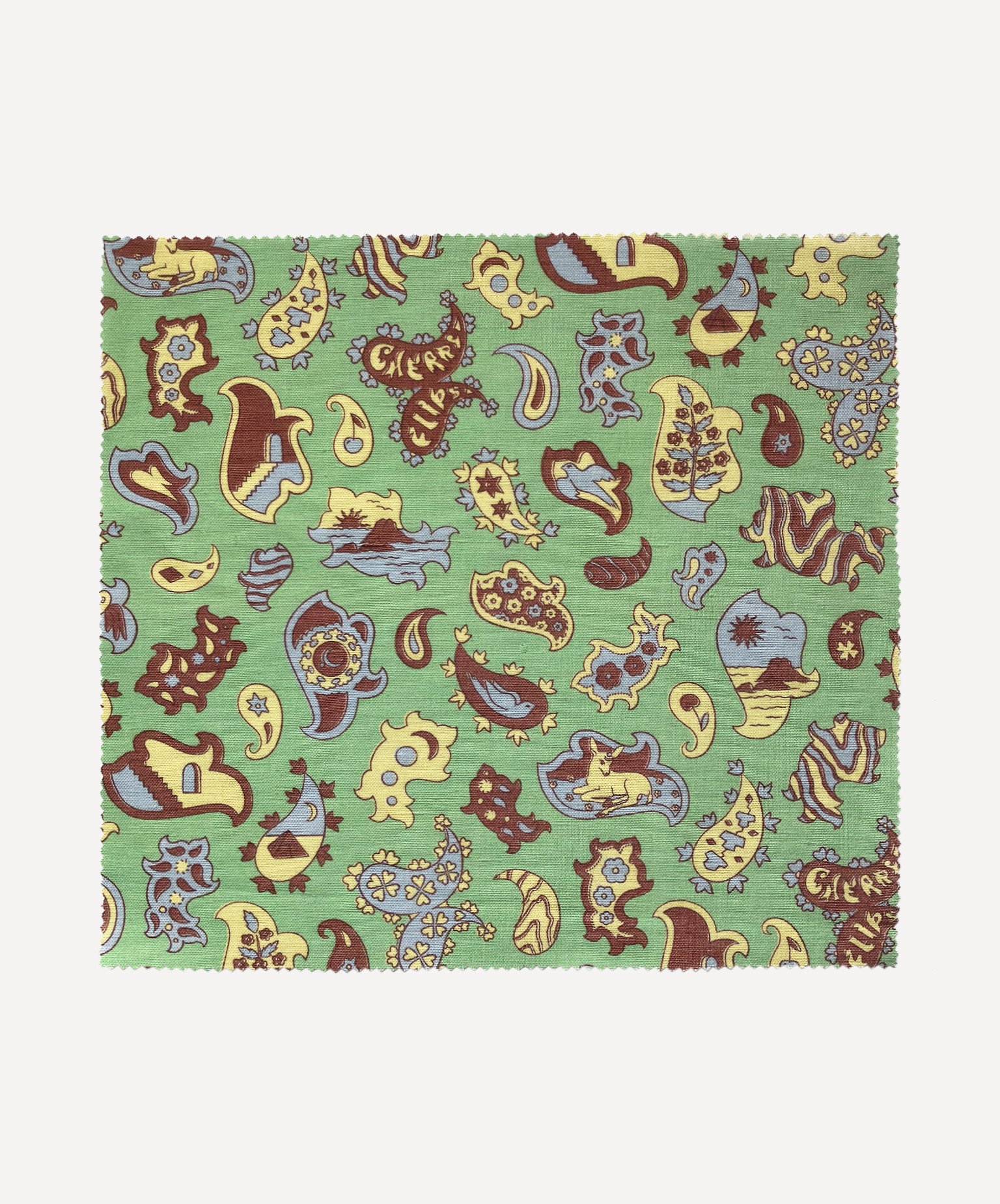 Cherry Flips Upholstery Signature Paisley in Pear Green:Lemon:Chocolate.jpg