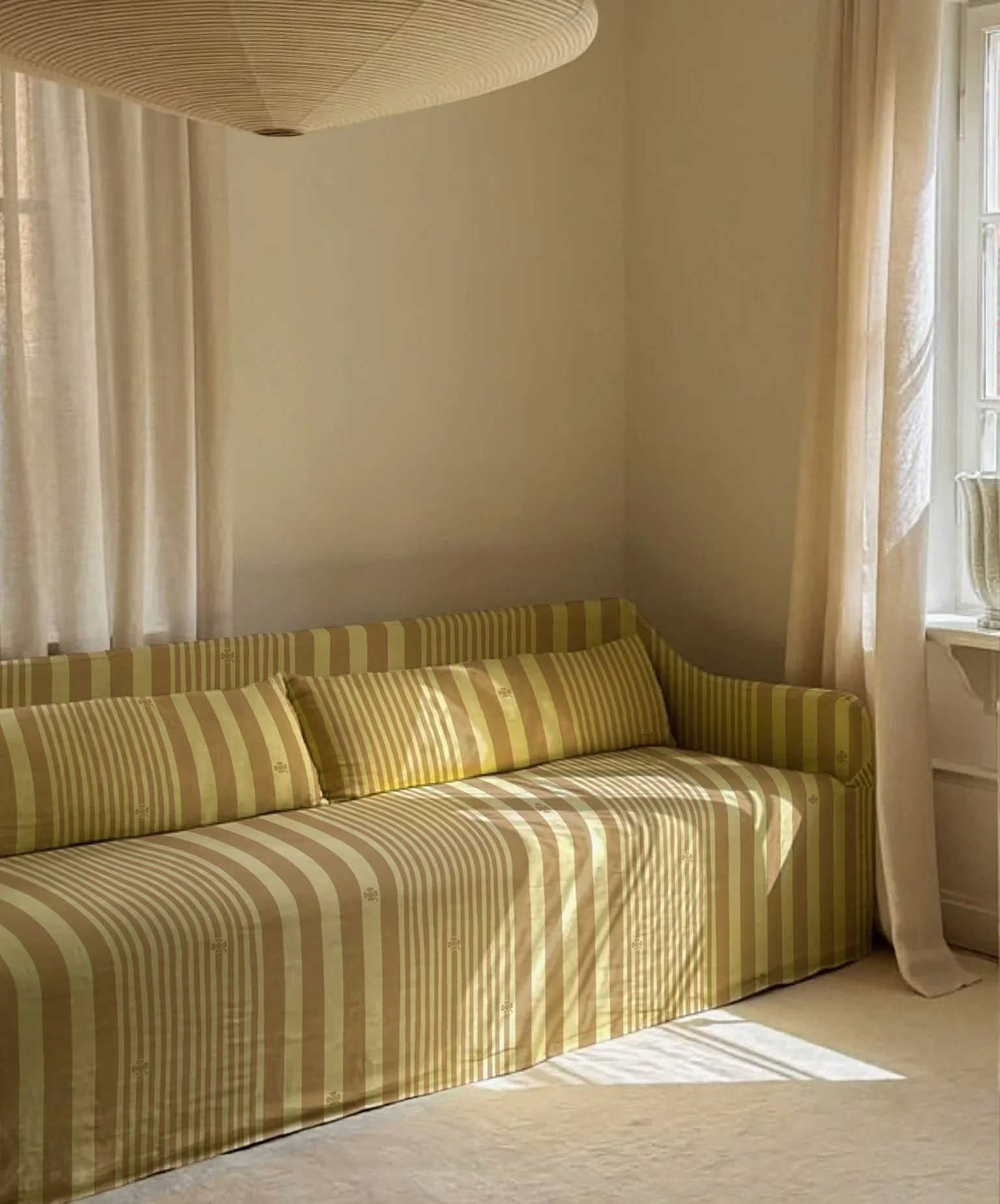 Cherry Flips Upholstery Lucky Stripe Sorbet:Gold sofa.jpg