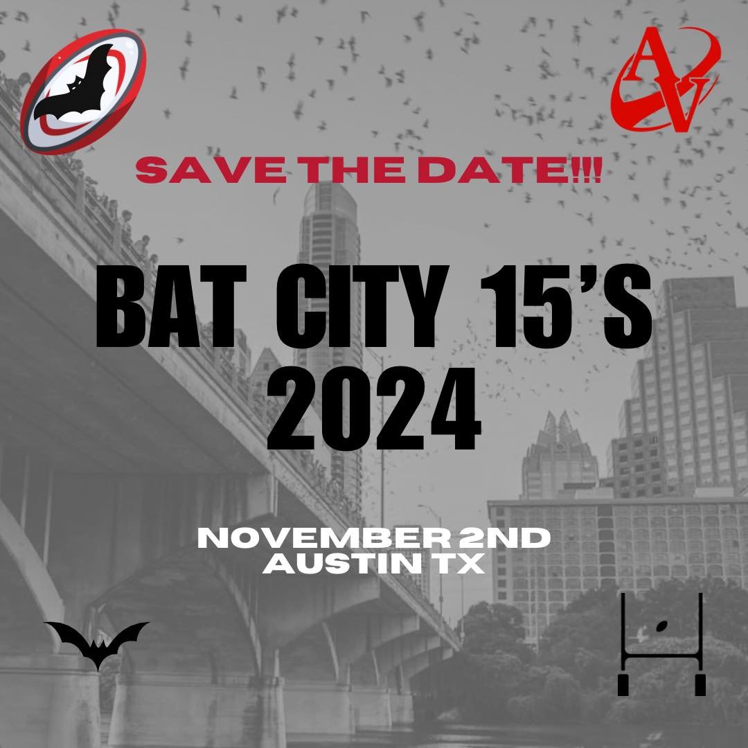 Our 3rd annual Bat City 15s competition will be held on November 2nd, 2024 at the Rugby Ranch in Austin, TX! We would love you to join us this year! Keep your eyes peeled for registration info as it comes out 😉🏉🦇