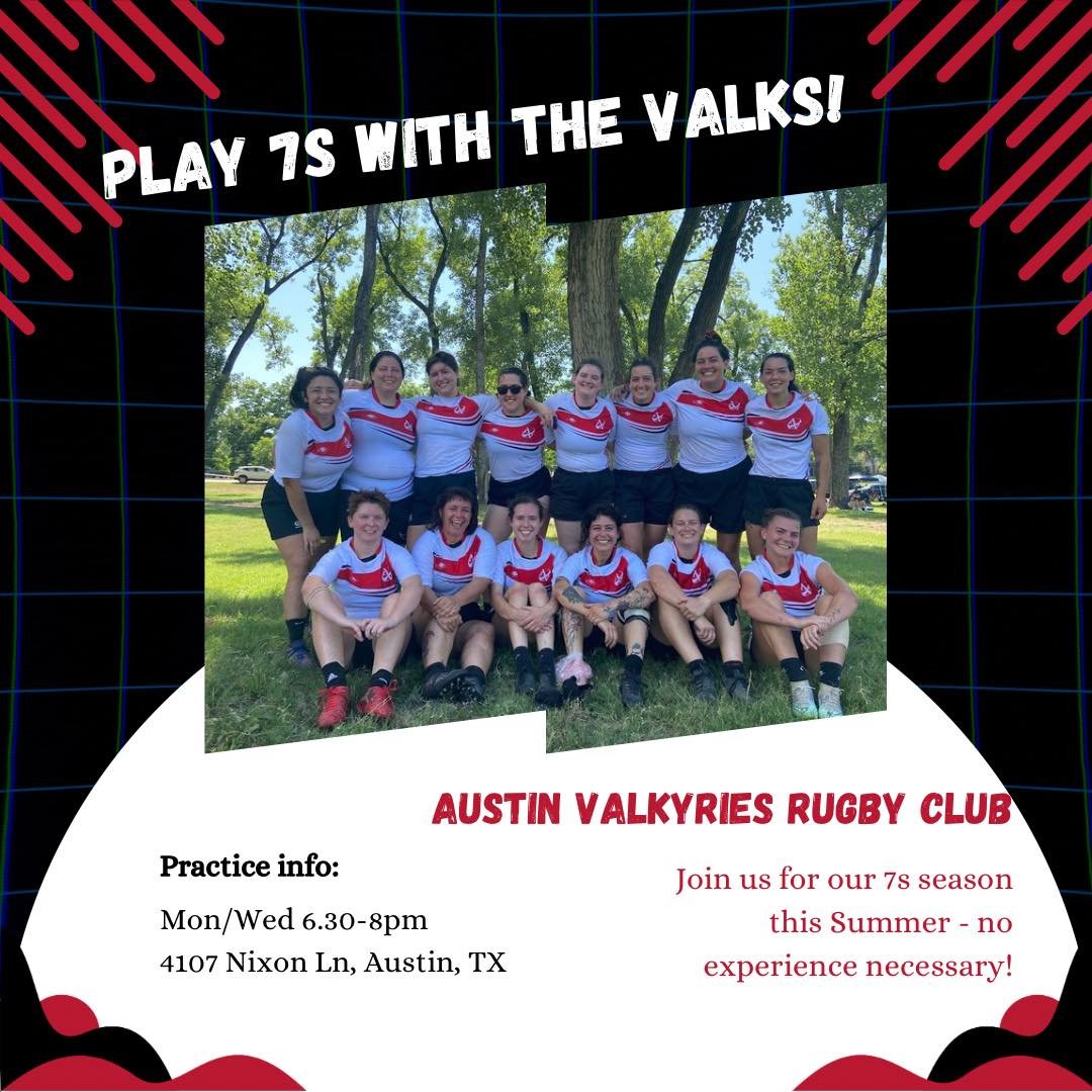 Come out and play 7s this summer with the Valks! It&rsquo;s great fun, even when the Texas heat kicks in 😉 swipe for some highlights from previous 7s seasons!

Practices: Mon/Wed 6.30-8pm
4107 Nixon Ln

Keep an eye out here for our tournament schedu