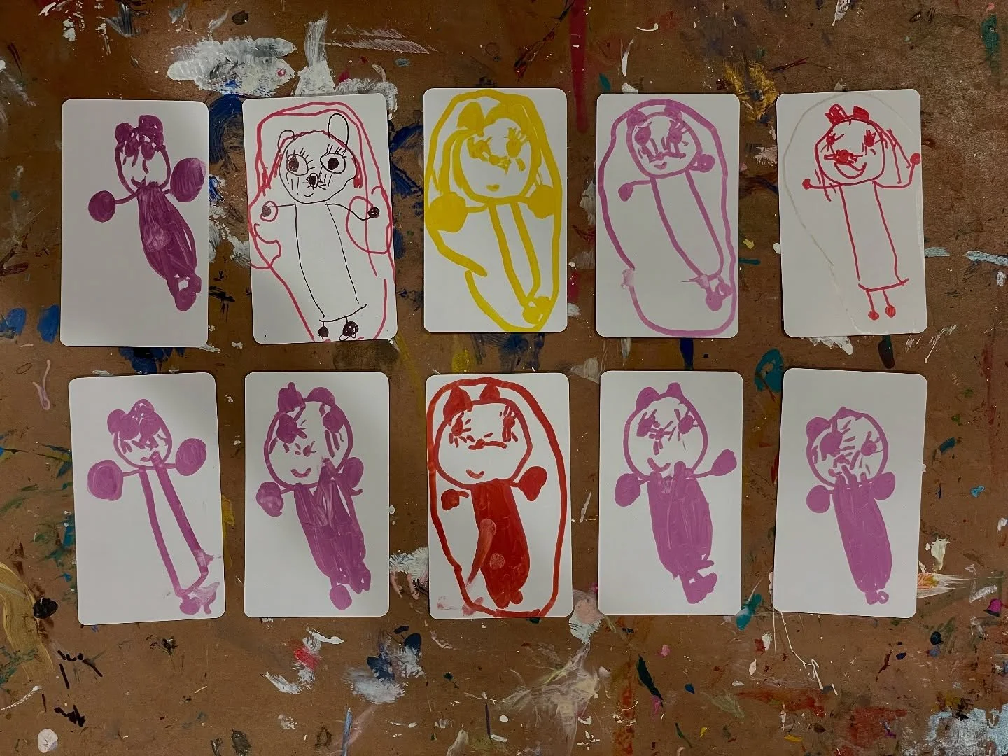 Oh my goodness&mdash;the cards they created today!
Making our own deck has become a @whiskerandbrush ritual, but every time we do it, we work with a new intention. Today&rsquo;s was all about creating a character and letting that character travel acr