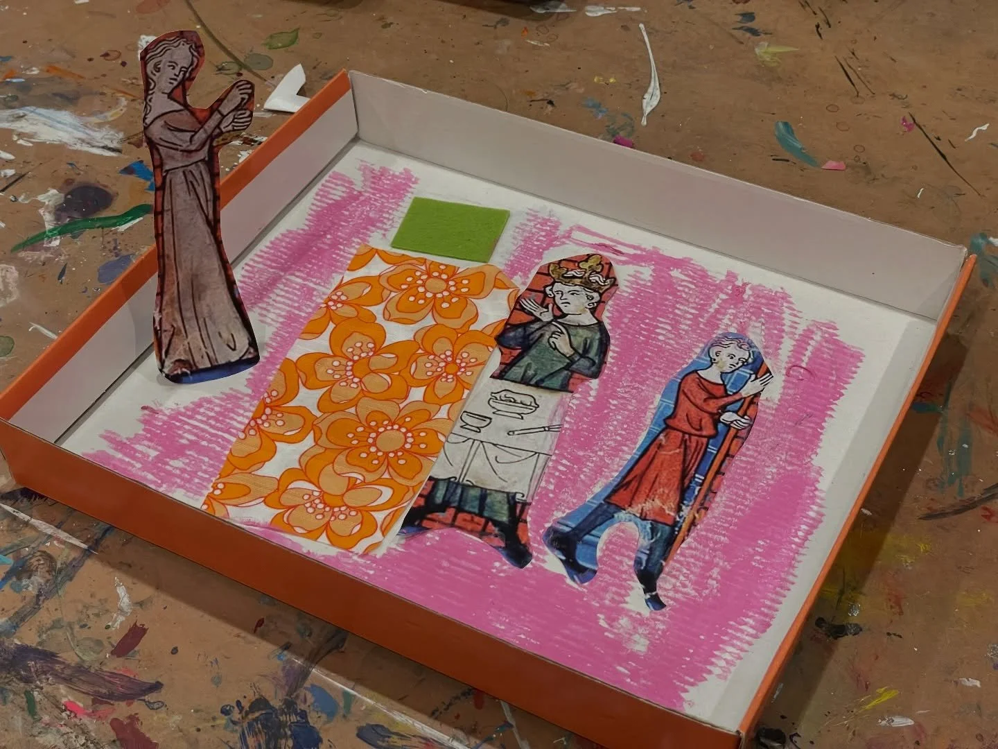 Today in class we created new stories from history by cutting up pages from @natgeohistory and creating entirely new scenes. Each box took us somewhere exciting &mdash; from Perceval to the time of the Buddha and the Holy Grail, to ancient Cyprus, to