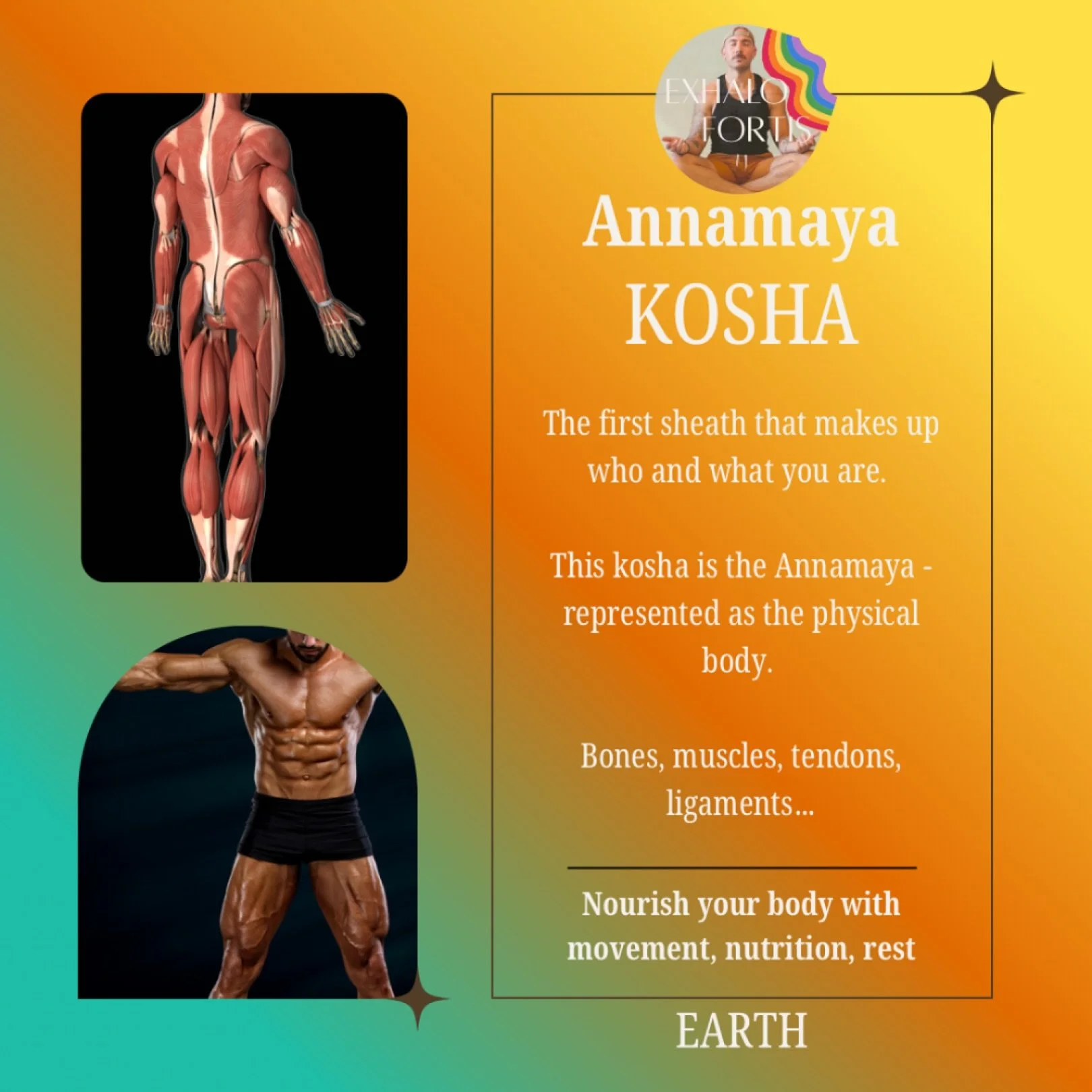 ✨ Annamaya Kosha ✨
In yogic philosophy, we&rsquo;re more than just the body &mdash; we&rsquo;re made of five layers, or koshas. The first is the Annamaya Kosha: the physical body, the one made of &ldquo;anna&rdquo; &mdash; food. 🍃⁣
⁣
This is the bod