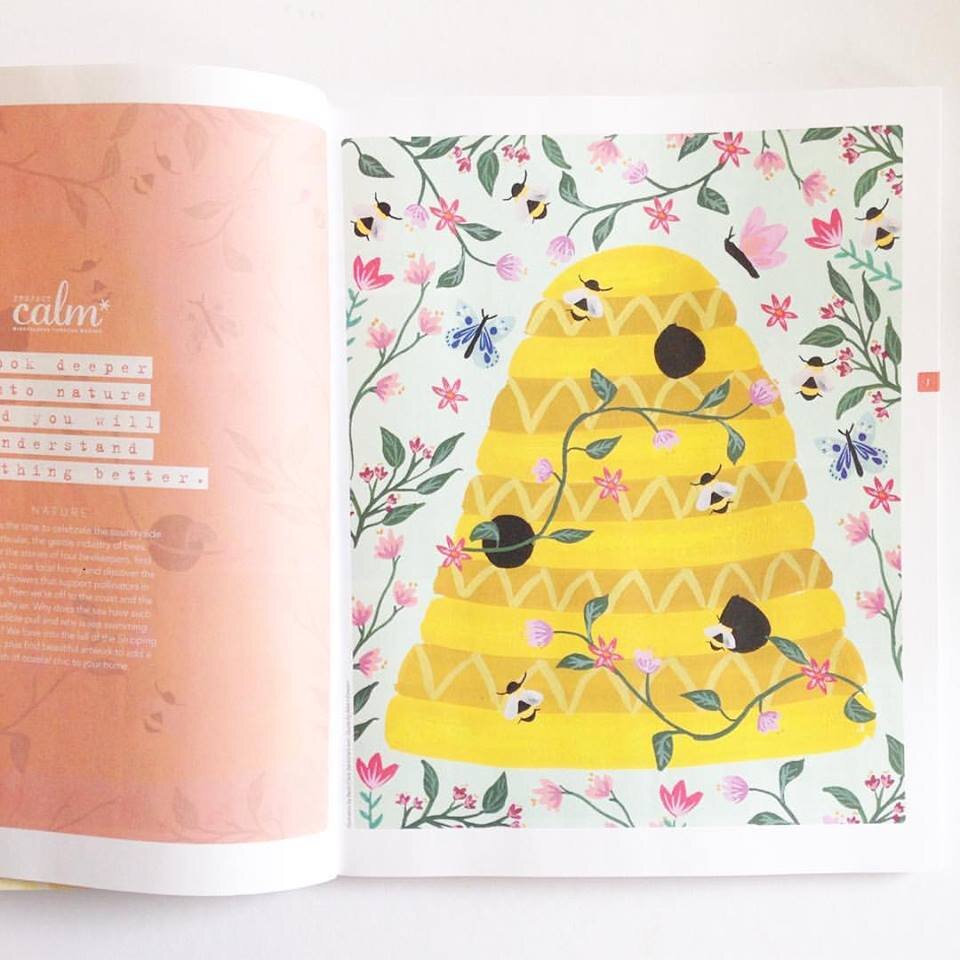  Illustration and hand lettering for British Bees editorial feature by Project Calm magazine. 