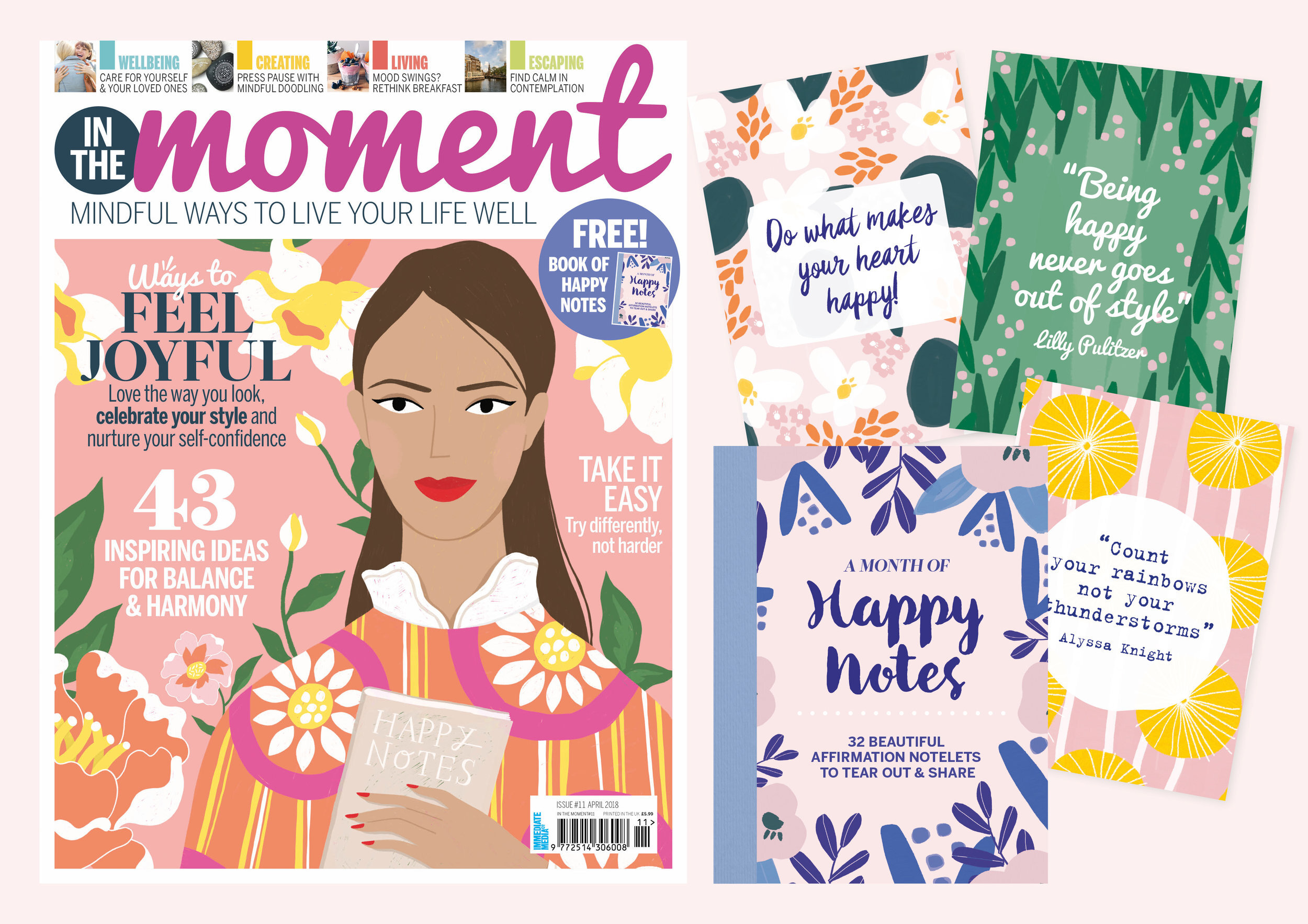  Illustration commission for In The Moment magazines mindful and happy note books.  