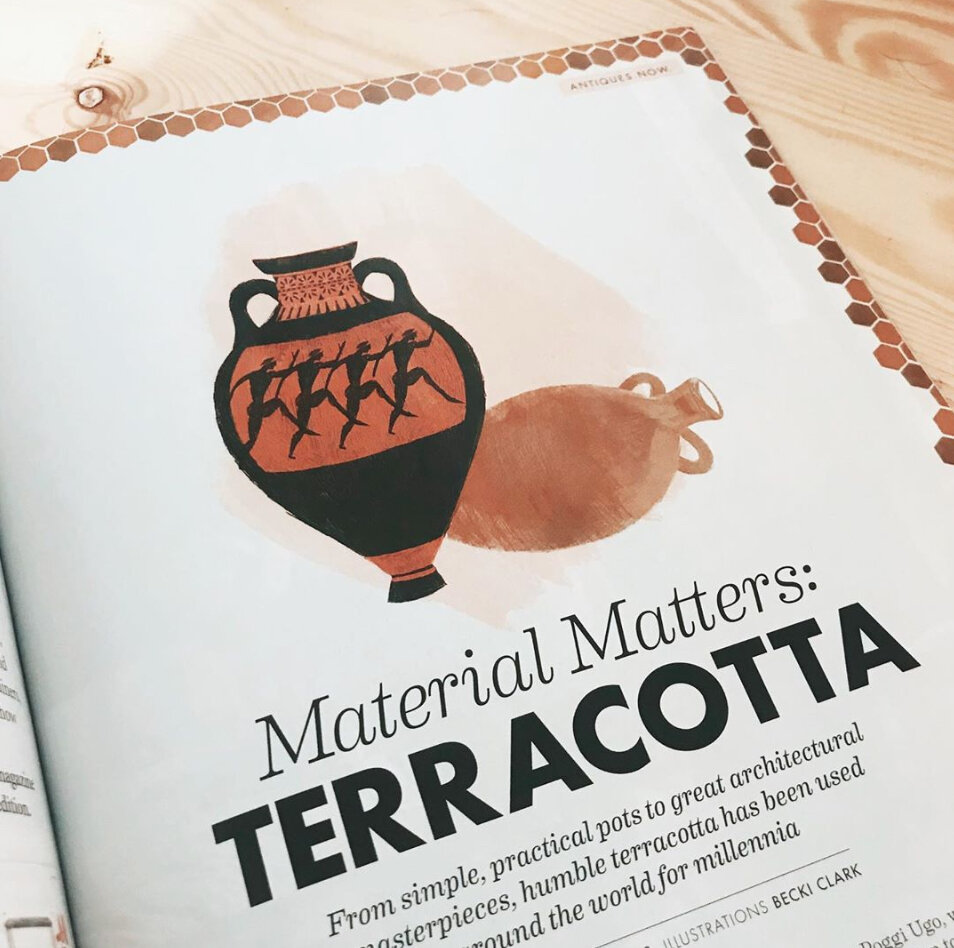  Regular illustration commissions for Homes &amp; Antiques’ Material Matters editorial series. 