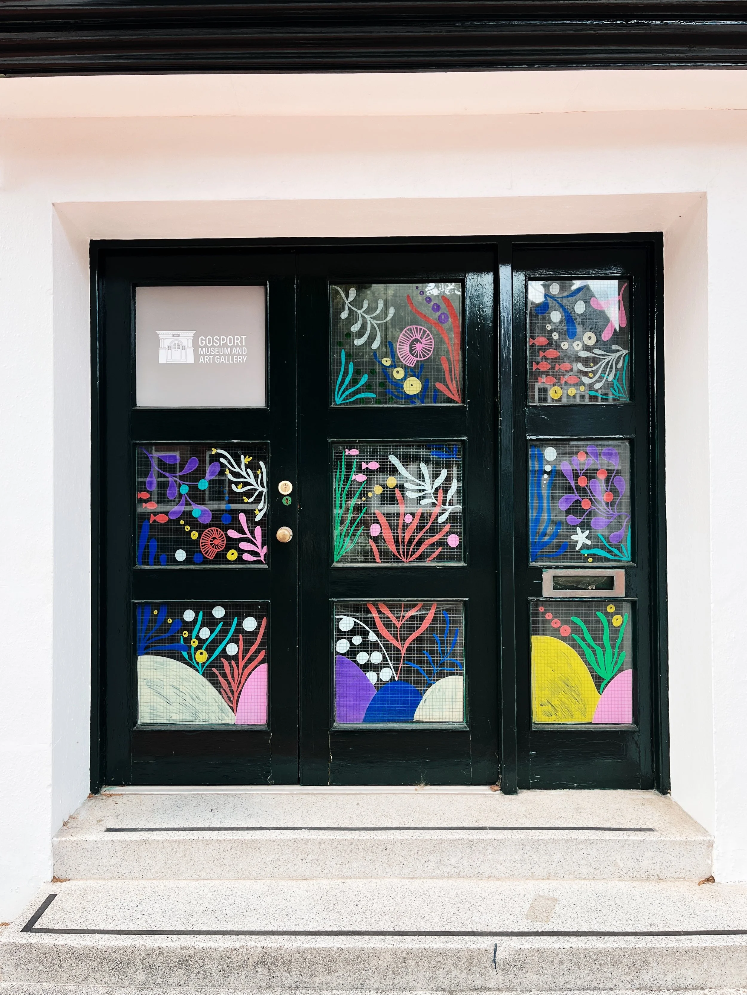 Illustrated Window Murals in collaboration with Hampshire Cultural Trust 