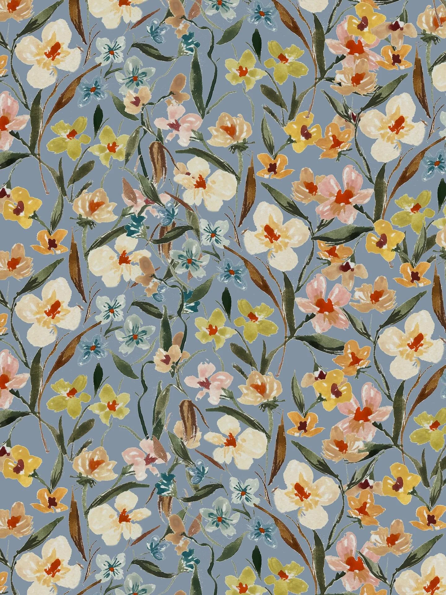 A new springtime painterly pattern, swipe along to see the colour ways, and let me know your favourite 🌿