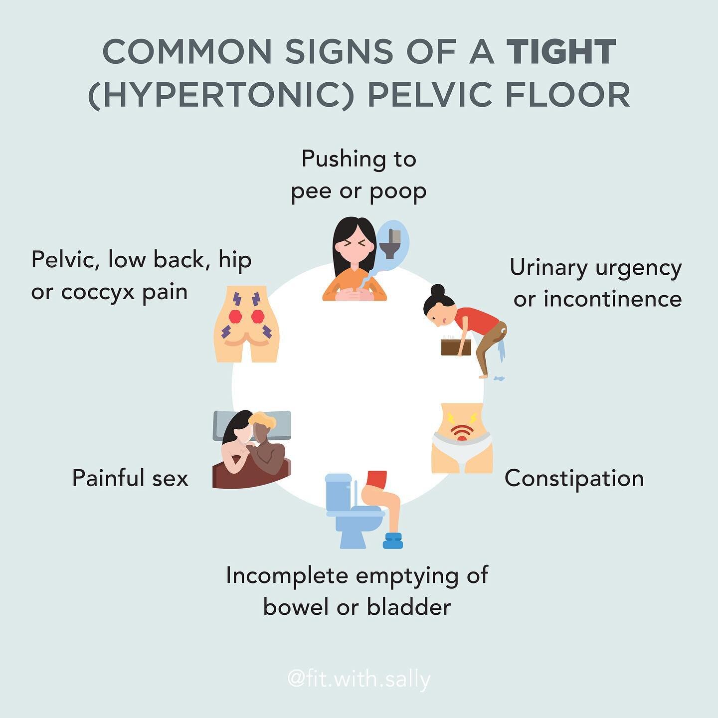 We talk a lot about pelvic floor weakness and how important it is to strengthen our pelvic floor. But what about pelvic floor tightness? Yes, there is such thing as having a too tight pelvic floor, called hypertonic pelvic floor. 
It is a very common