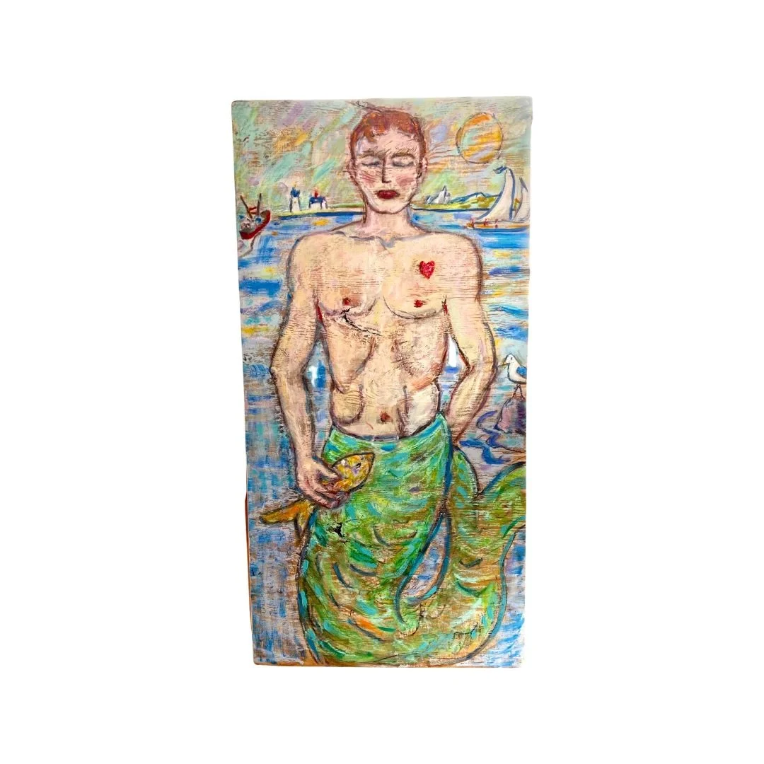 [SOLD] Merman, Oils on board, 24" x 48"