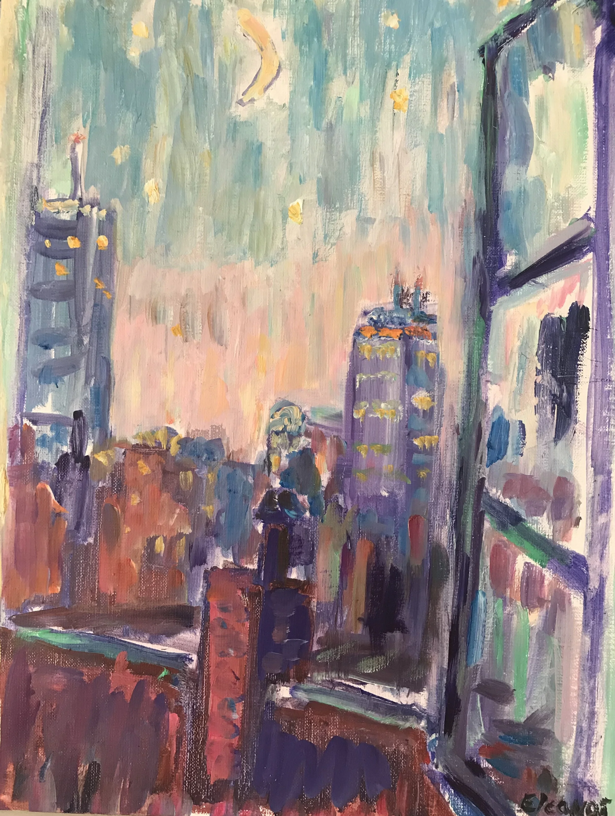 [SOLD] Out the Window, Oils on canvas (unframed), 11" x 14", price upon request