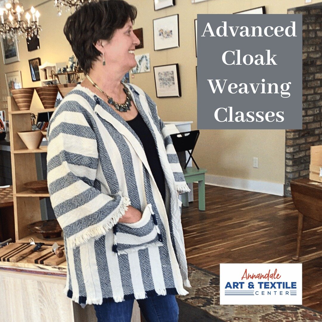 Ready to expand your weaving skills?

We have two great advanced weaving classes coming up in August! Both are cloak making classes - one for weaving on a 4-shaft loom and the other on a Cricket loom.

Visit our website - www.artandweaving.com - and 