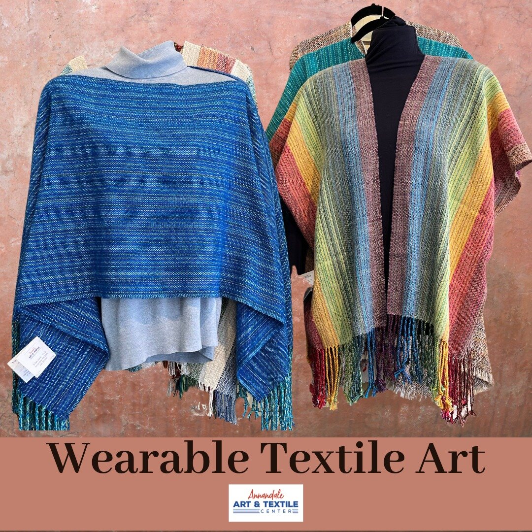 Looking for a one-of-a-kind piece to add to your wardrobe? Our shawls, wraps, ruanas, shrugs and ponchos are wearable works of art!

Stop in and visit and see what great pieces we have to add to your upcoming fall wardrobe.

SUMMER STORE HOURS*:
Tues
