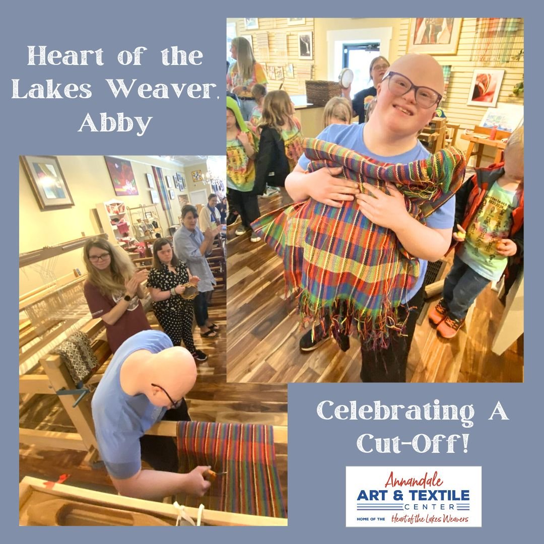 Heart of the Lakes Weaver, Abby, was able to celebrate a loom cut-off to the cheers of a local kindergarten class who were on a tour of AATC! So much joy to be found at Annandale Art &amp; Textile Center! 

#annandaleartandtextilecenter #artcenter #A