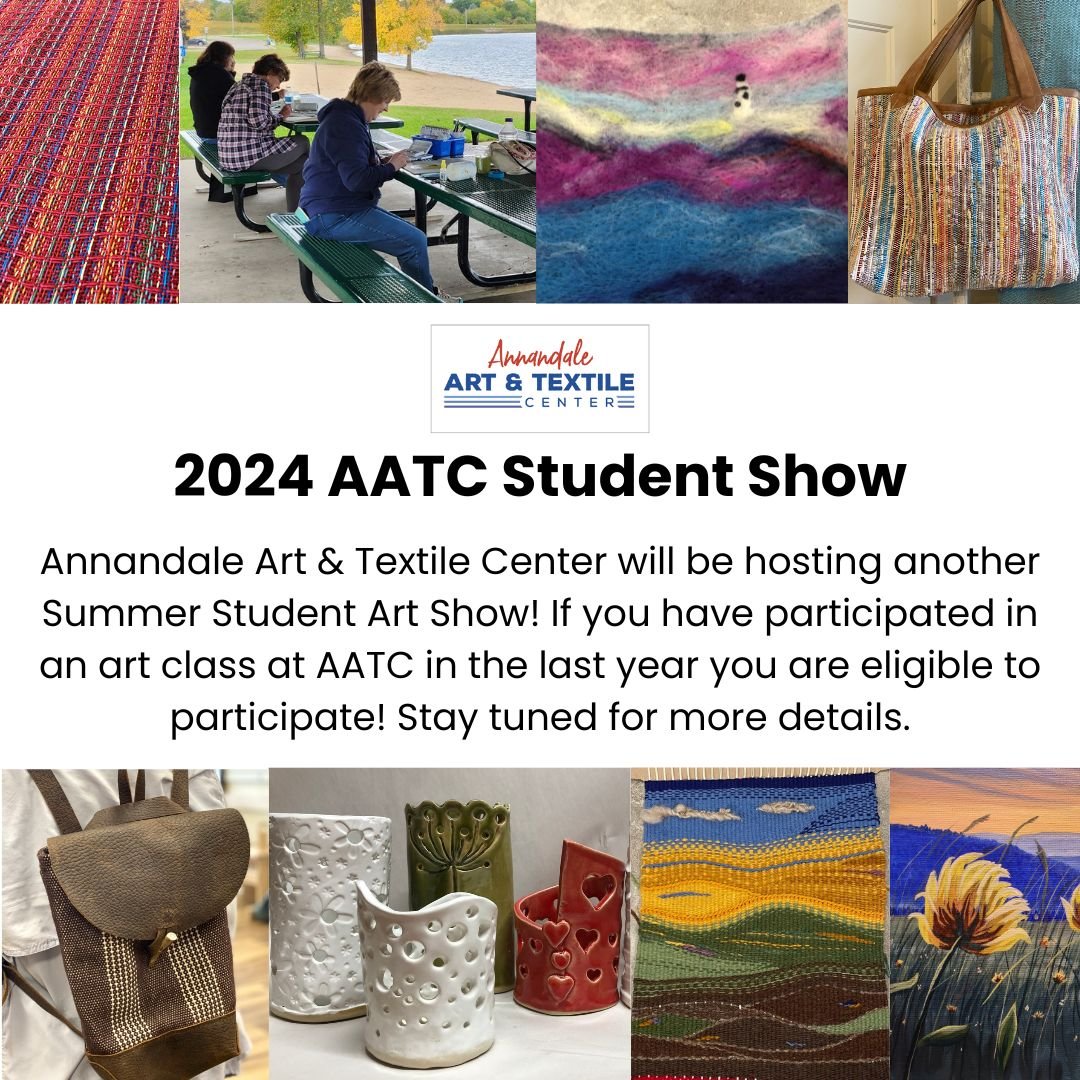 Stay tuned for more details on Annandale Art &amp; Textile Center's 2nd Annual Summer Student Art Show!

#aatc #annandaleartandtextilecenter #artclasses #weavingclasses #giftshopping #vocationaltraining #localnonprofit #learntoweave #createeverday #w