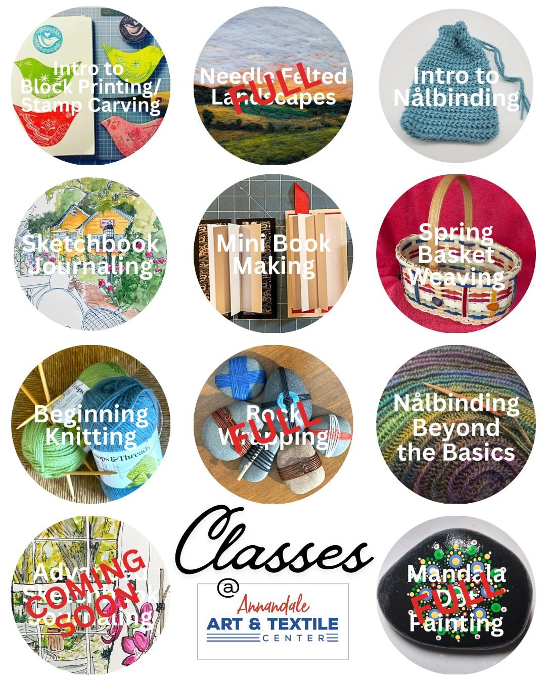 Looking for a fun activity to help fill these long winter days? How about a creative class at Annandale Art &amp; Textile Center!

Visit www.artandweaving.com/classes to see our current list of fun creative classes.

Our class list is always expandin