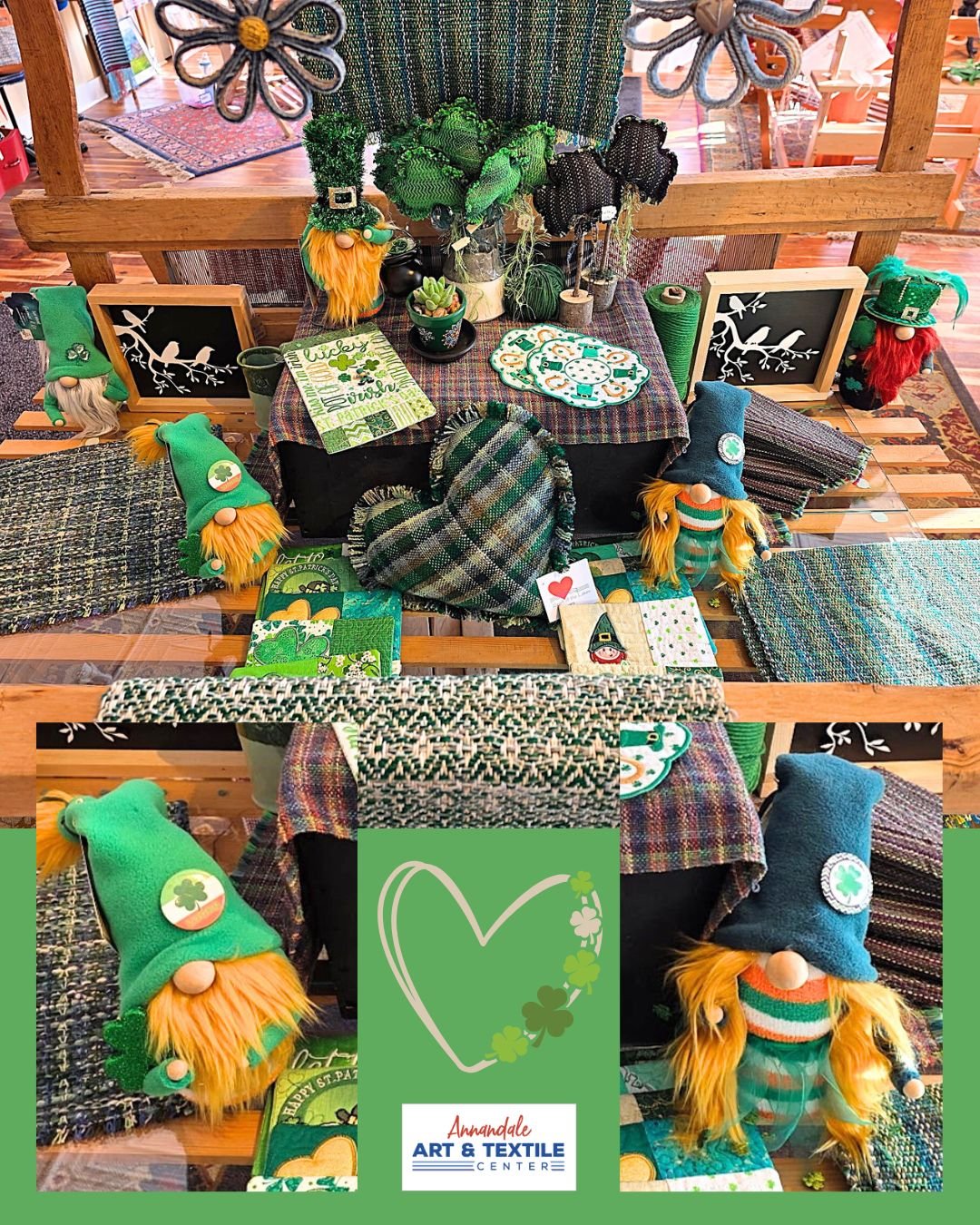 Green is always a welcome color to see in the depth of a cold Minnesota winter. Stop in and check out our adorable St. Patrick's Day display full of lovely shades of green!

Plan a visit to AATC this winter - where artistry is celebrated each and eve