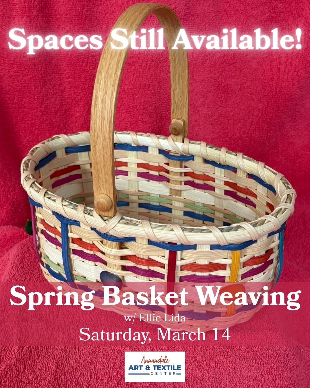 We still have a few spots left in our upcoming Spring Basket Weaving class on Saturday, March 14th with Ellie Lida.

Usher in Spring by weaving this adorable basket, perfect for a centerpiece or for littles to use for their egg hunt. Use year after y