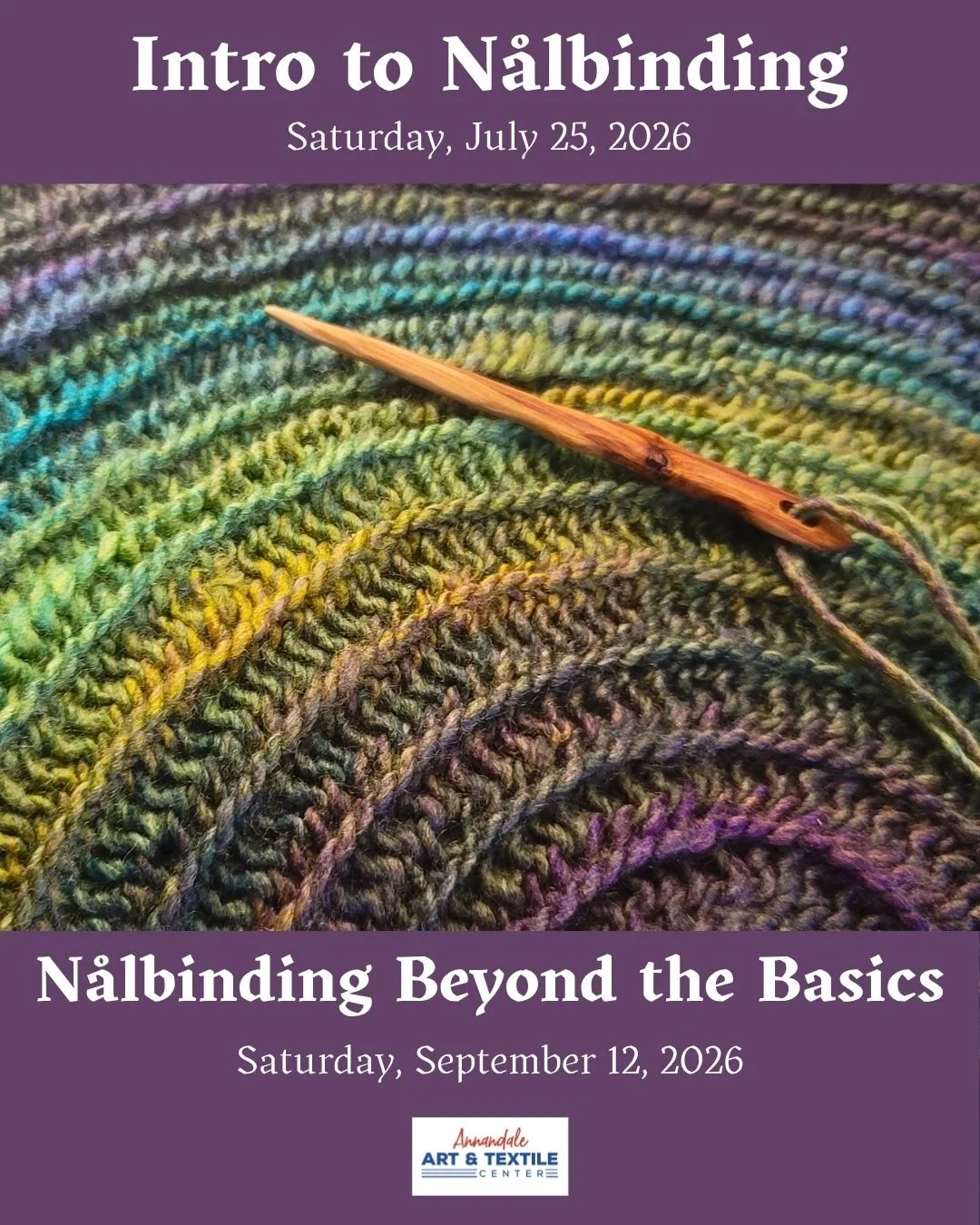 Learn the ancient fiber craft of n&aring;lbinding with local fiber artist Kasha's Knits in her upcoming "Intro to N&aring;lbinding" class in our art center. Do you already know the basics of n&aring;lbinding and want to expand your knowledg