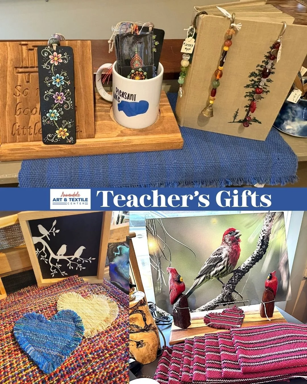 Looking for some last minute teacher's gifts? Visit Annandale Art &amp; Textile Center and shop our retail gallery. Our gallery has the woven goods of the Heart of the Lakes Weavers as well as the artistic creations of over 55 local artisans and craf