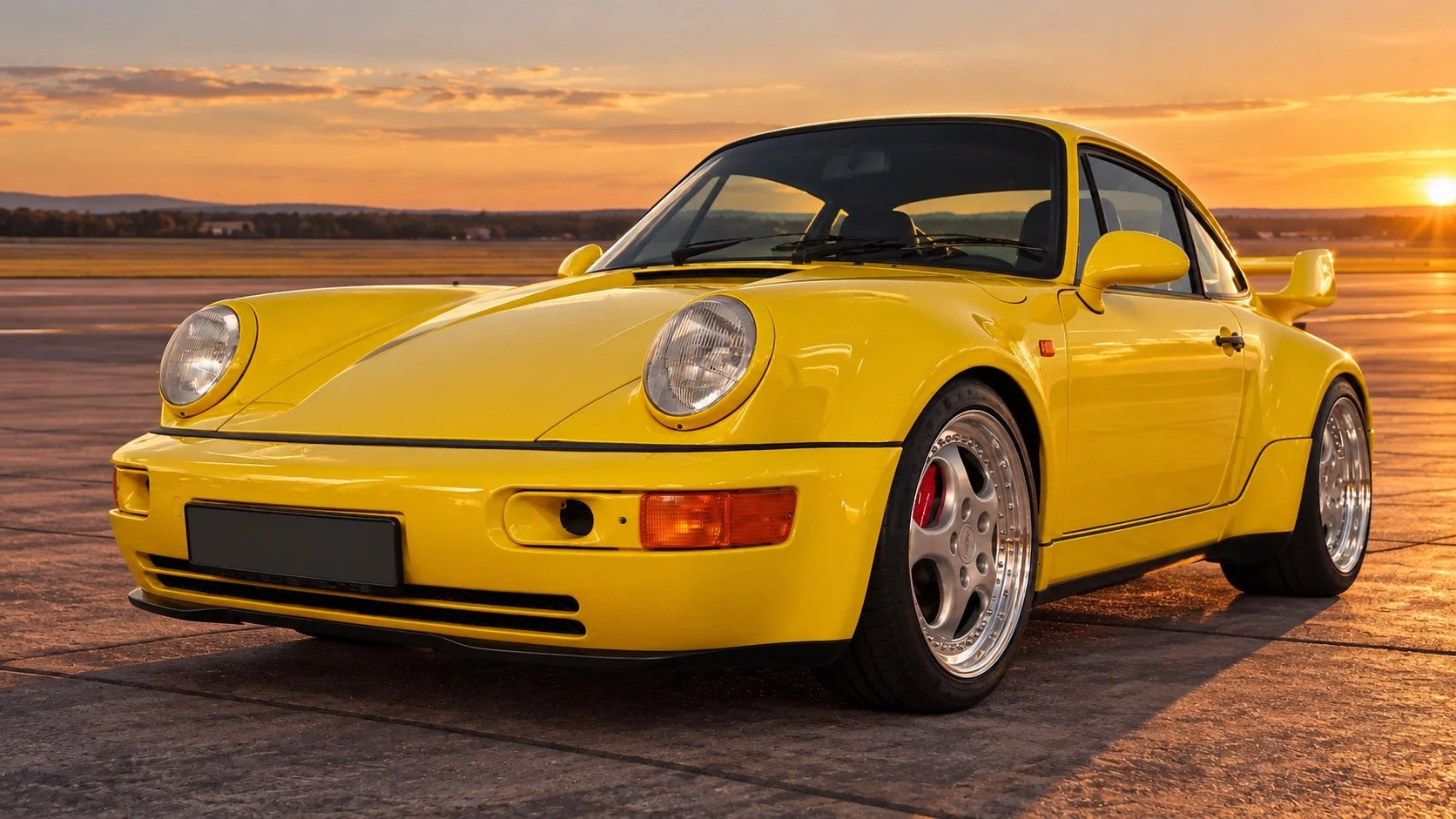 Gelber Porsche 911 im Sonnenuntergang.jpeg