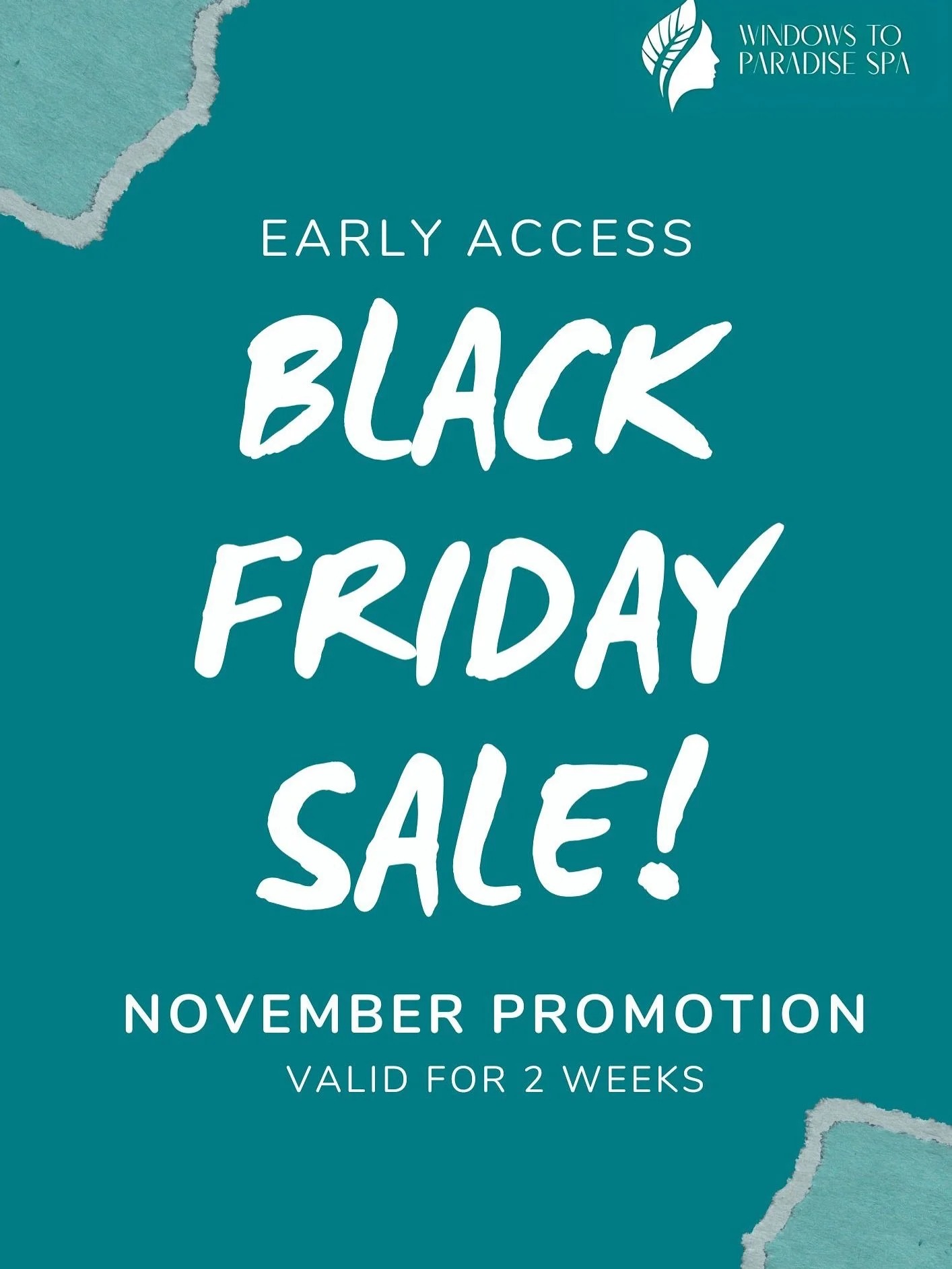 ✨ Black Friday Bliss Begins! ✨

For the next 2 weeks, treat yourself to pure paradise.
Choose your wellness escape for only $199:

💆&zwj;♀️ 60-min Swedish Massage + Customized Facial
🌿 60-min Lymphatic Drainage Massage + Customized Facial

Your glo