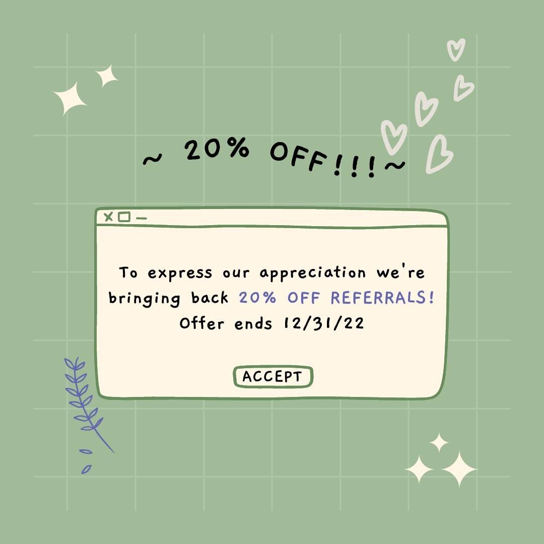 Refer a new customer whether it be a friend/ coworker/ someone you met in line getting coffee ☕️ and you&rsquo;ll receive 20% off your service! We appreciate your loyalty and want to extend the gratuity. ❤️ Offer ends 12/31/22

#eyelashextensions #ey